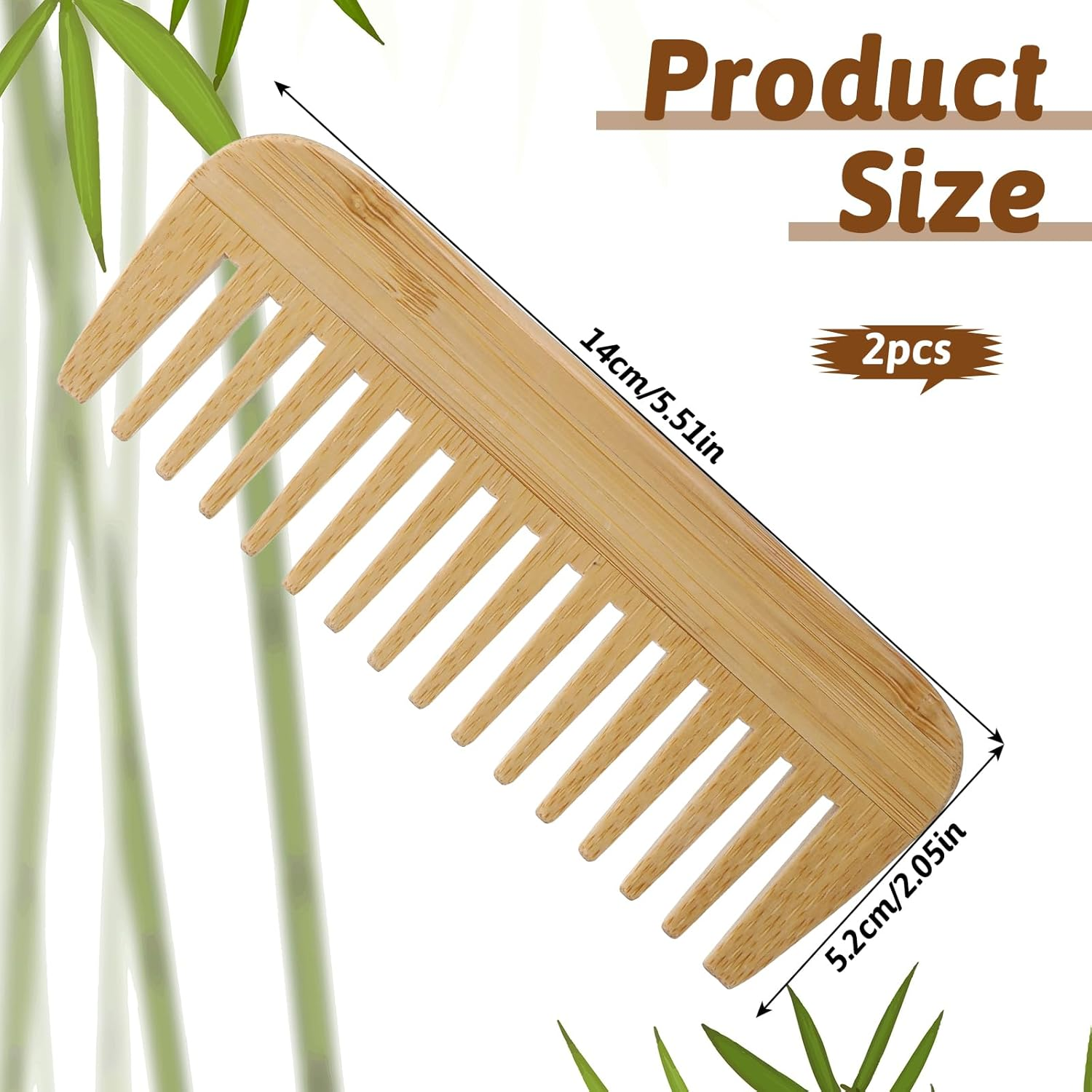 Mabor Pack of 2 Bamboo Hair Combs Men'S Antistatic Comb Men 14 Cm Comb Coarse Wide Teeth Combs for Men and Women image number 6