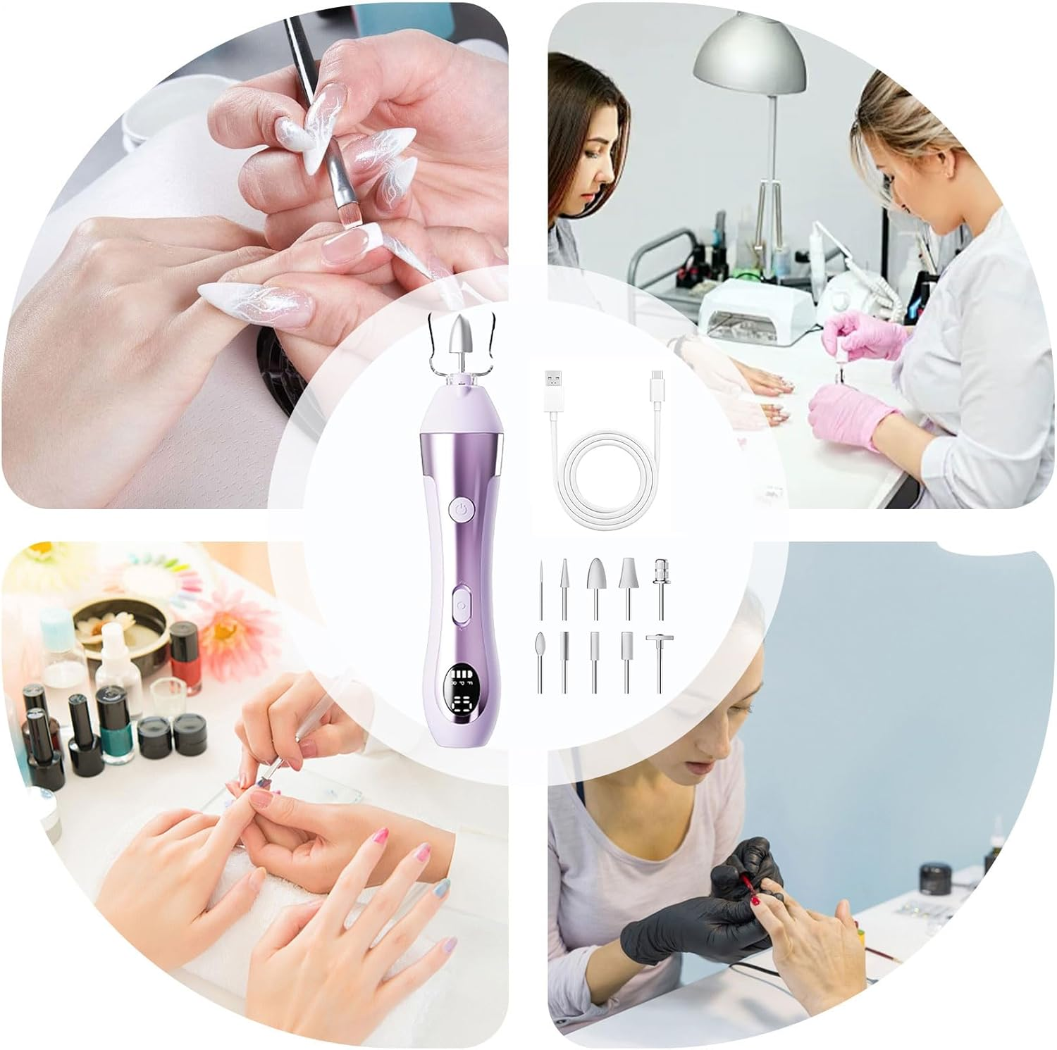 Nybhyjka Nail Filer Electric | Manicure Electric Filer for Nail | 10 Speed Manicure Supplies with Led Light for Elderly Friends Beginners Family Salon Home