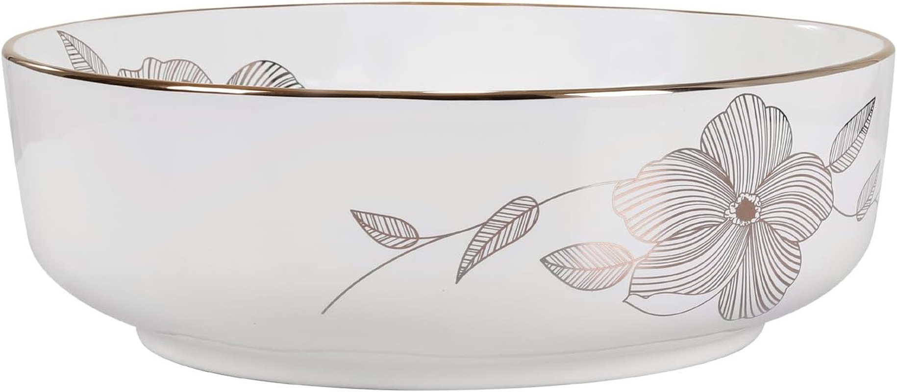 Cefito Bathroom Basin Vanity Sink, Ceramic Hand Wash Basins Vessel Sinks above Counter Top Tools Kitchen Home Improvement, round Shape High Gloss Finish Scratch-Resistant with Pattern White