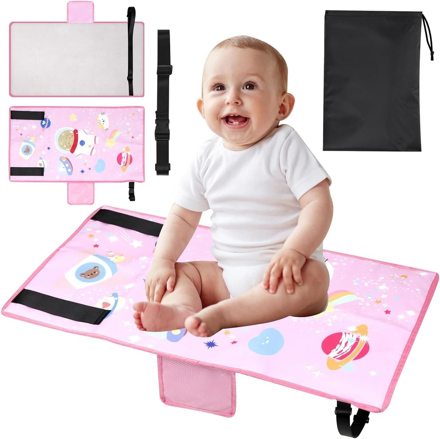 Toddler Airplane Bed, Kids Airplane Seat Extender Travel Bed, Kids Airplane Travel Essentials, Airplane Must Have for Toddlers, Portable Plane Bed Foot Rest for Flights (Starry Sky Blue)