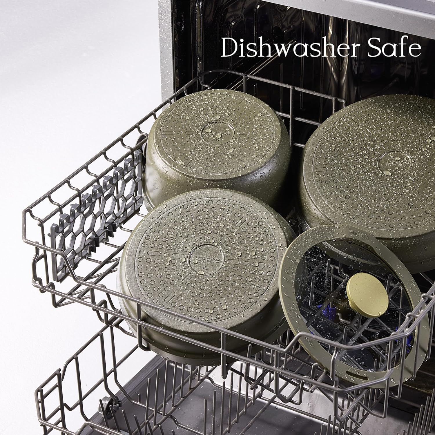 Carote 9Pcs Ceramic Cookware Set with Detachable Handles, Pots and Pans Set Non Stick, RV Kitchen Cooking Pot and Pan, Dishwasher Safe, Non-Toxic Induction Cookware PFAS and PFOA Free, Green image number 6