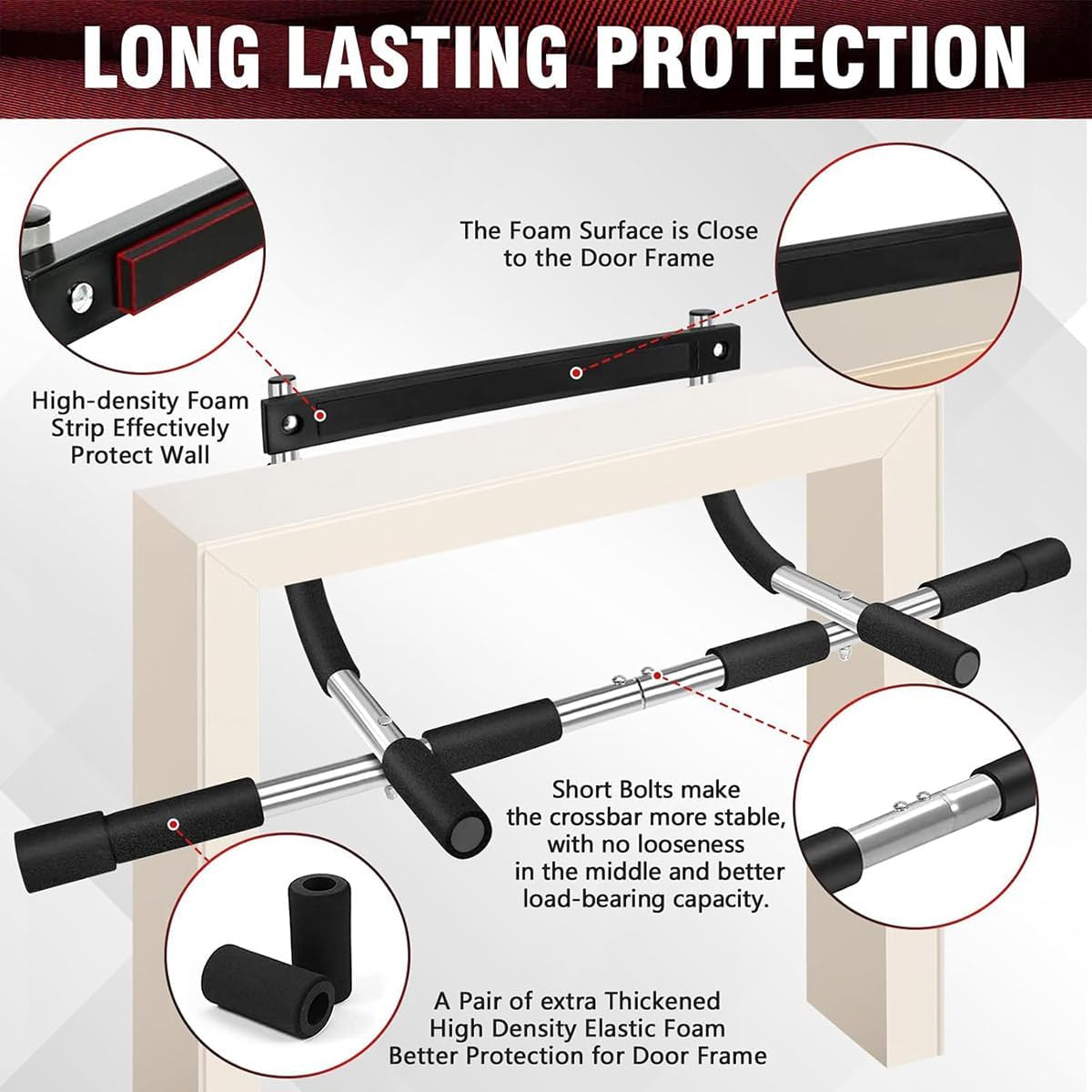 AIMALL 1PC Door Horizontal Bar for Fitness Training, Punch-Free Pull-Up Bar, High Load-Bearing Detachable Sports Equipment for Men and Women image number 2