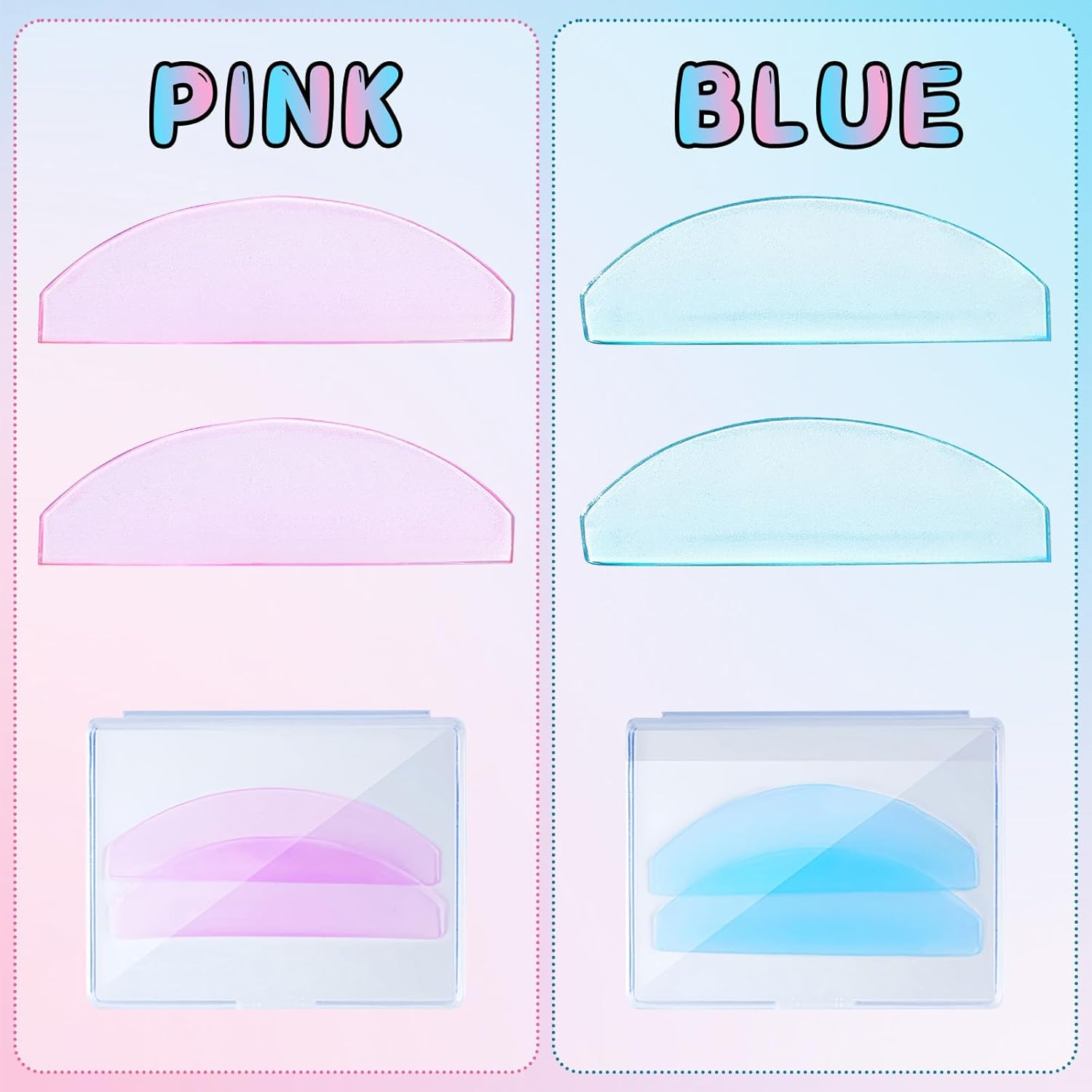 Self-Adhesive Eyelash Lifting Pads, Lash Lifting Pads, for Softening Eyelashes, Ideal for Salon and Home Use, 2 Pairs (1 Pink + 1 Blue) image number 5