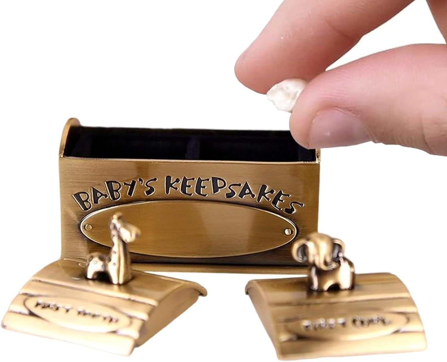 Baby Tooth Box - Teeth Holder Adorable Animal Design for Kids Keepsake | Elegant Memory Tin for Kid Baby Girls Boys Toddler Shower Birthday - Silver image number 5