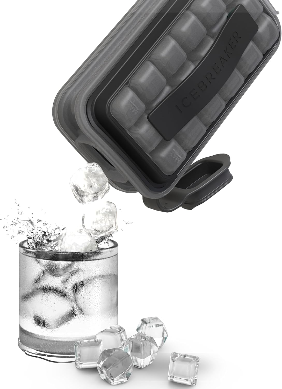 Icebreaker Nordic POP Ice Cube Tray with Lid and Coca-Cola&reg; Design - NO Spill Ice Cube Trays for Freezer - NO Touch Trays for Freezer with Lid - Make and Serve 18 Ice Cube without Touching the Ice
