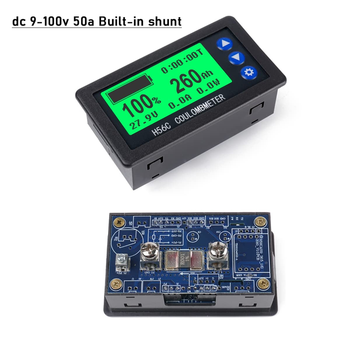 SVRITE Battery Monitor Hall Coulomb Meter DC 8-100V 200A Lifepo4 Lead-Acid Li-Ion Lithium Capacity Power Display image number 2