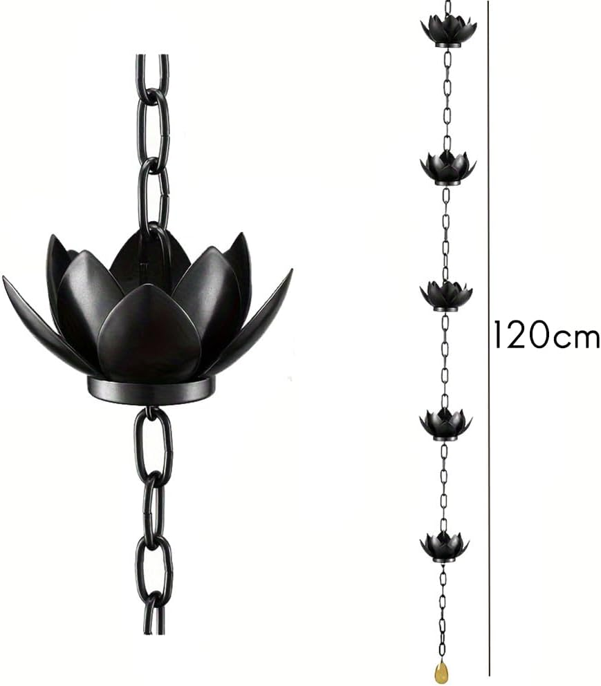 Zicojia Lotus Flower Rain Chain, Enhance Gutters, Divert Water Away with Unique Rain Cups image number 3