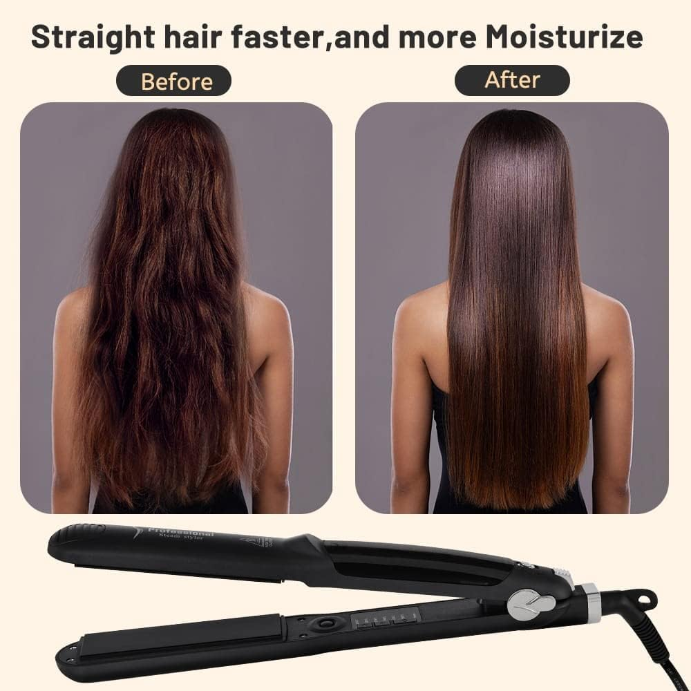 Professional Steam Hair Straightener Ceramic Vapor Hair Flat Iron Seam Hair Straightening Iron Curler Steamer Hair Styling Tool image number 1