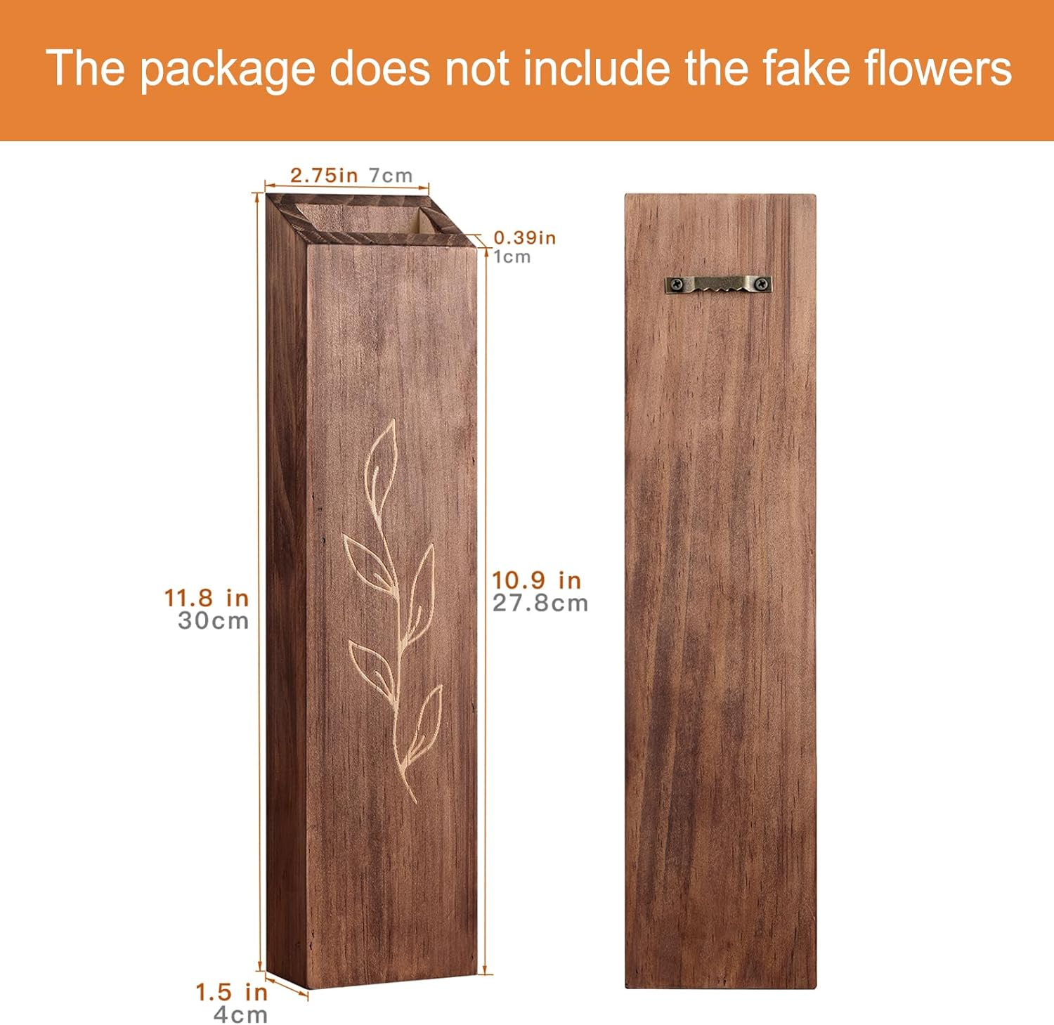 4 Pack Wood Indoor Wall Planter, Modern Boho Wall Decor for Living Room Bedroom, Farmhouse Pocket Vases for Dried Flowers and Faux Greenery Plants - Brown image number 5