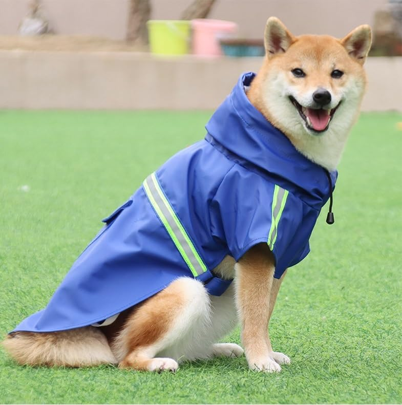 Waterproof Hooded Dog Raincoat - Adjustable Reflective Pet Jacket, Lightweight Dog Slicker Poncho for Small to X- Large Dogs and Puppies (Blue, M) image number 1