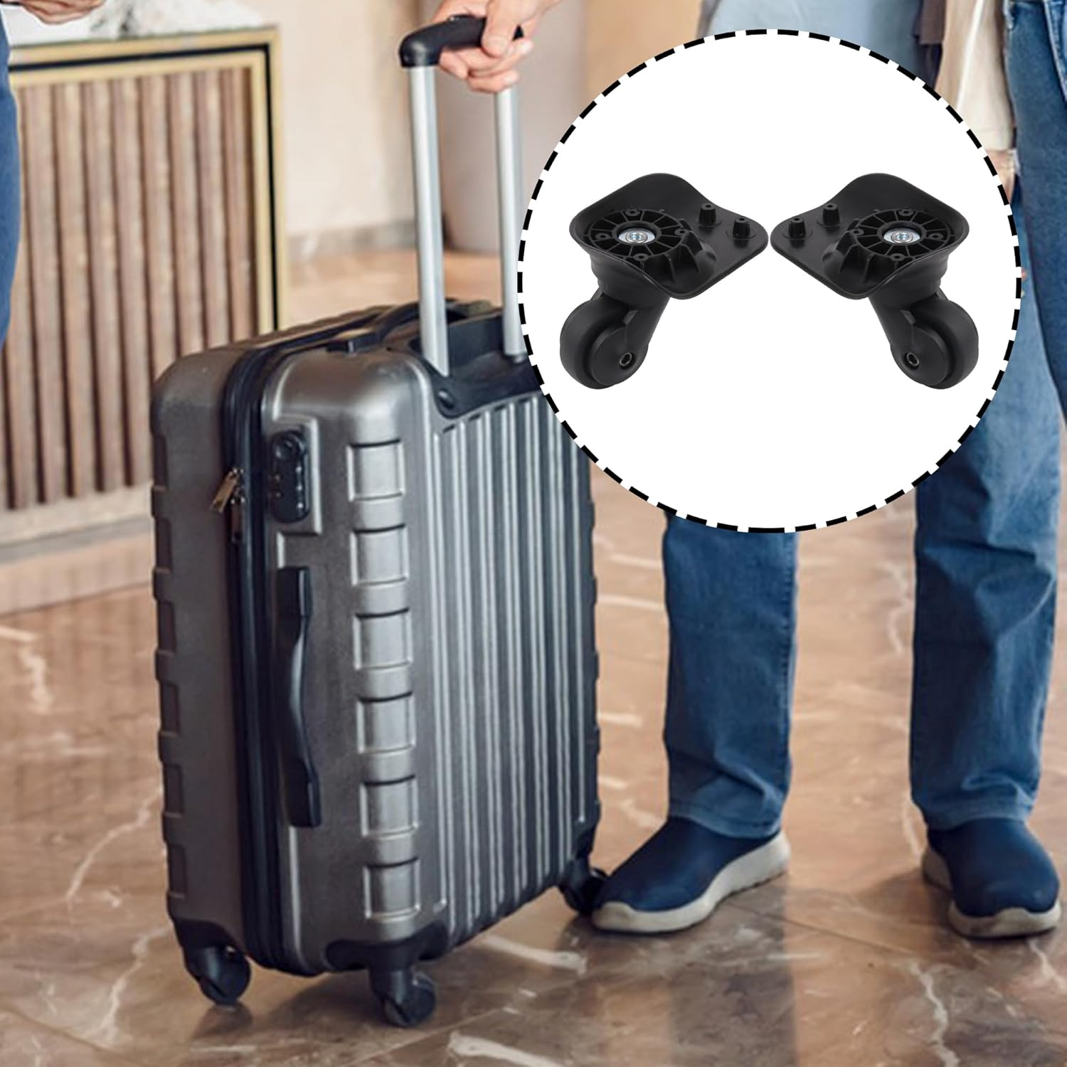 RDEXP Multi-Functional Suitcase and Luggage Black Wheel W176 Black Set of 1