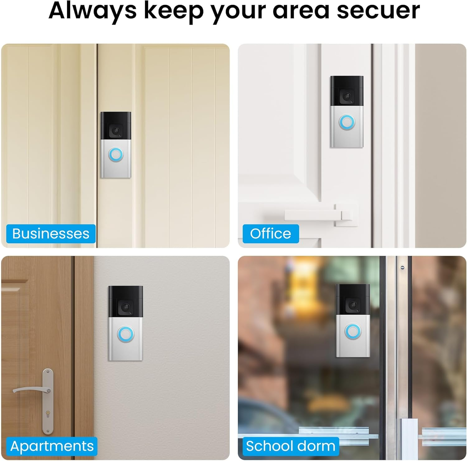 No-Drill Adhesive Doorbell Mount for Ring Video Doorbell 4 /Battery Doorbell Plus/Pro, Camera Doorbell Door Mounting Holder Bracket Accessories for Apartments Office Houses (1 Pack) image number 1