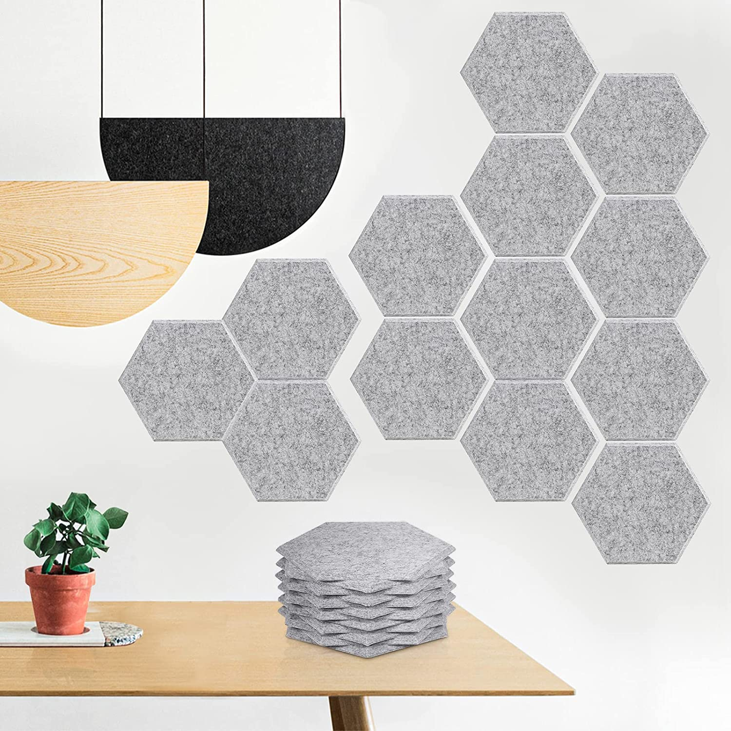 12 Pack High Density Acoustic Absorption Panels, Soundproofing Foam Sound Proof Panels for Wall and Ceiling Regular Hexagon image number 5