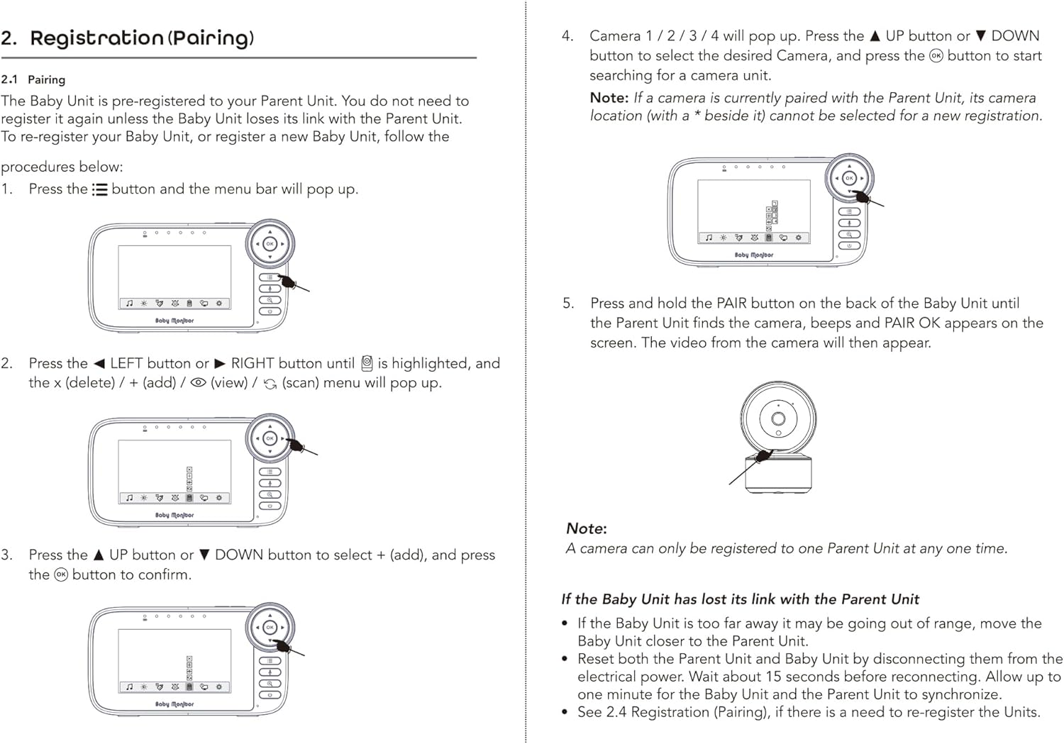Add on Camera Video Baby Monitor for GMV240, Remote Pan Tilt Zoom, Two-Way Talk-Back Audio, Long Range, Night Vision, Night Light, Lullabies, Temperature Monitoring image number 4