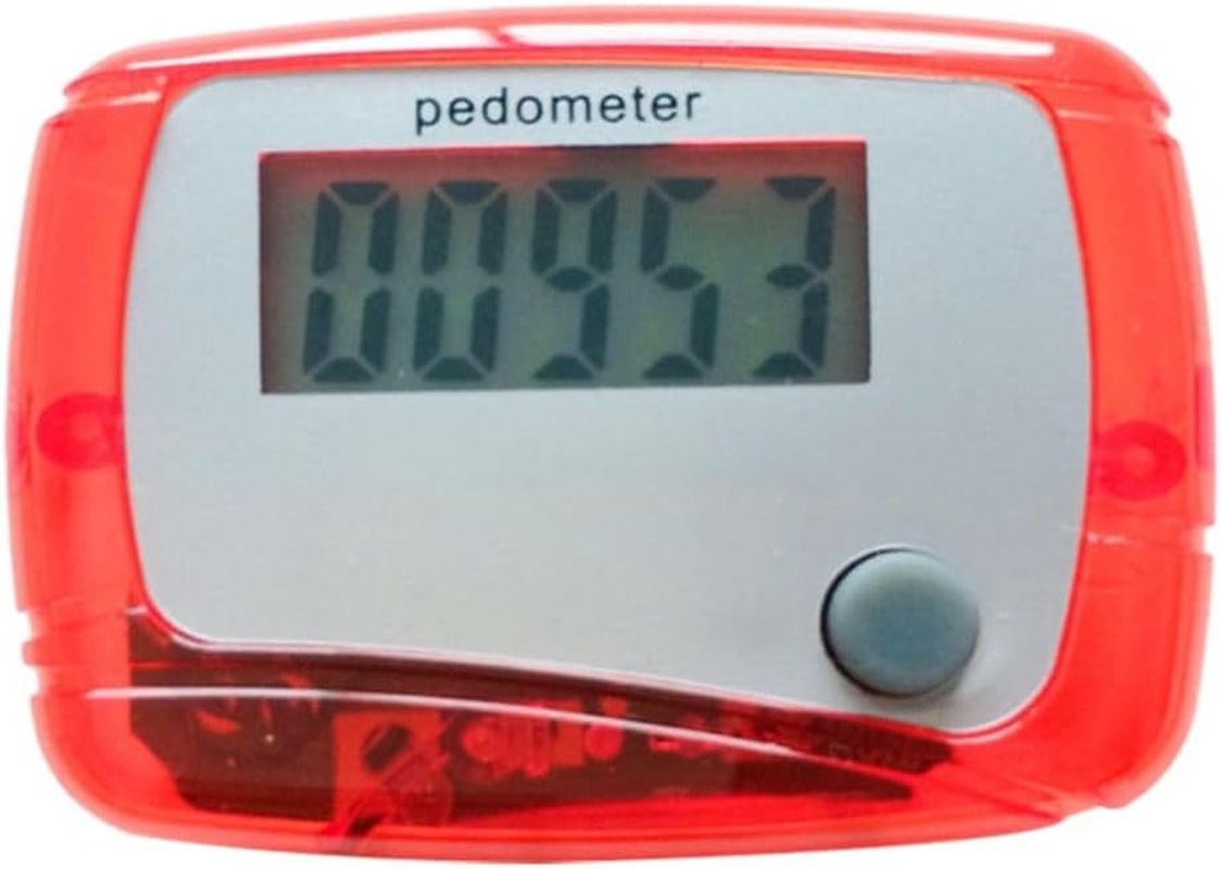 Red Portable Counter Mini Digital LCD Pedometer Sports Walking Running Step Counter Meter Walking Distance Miles, Calorie Counter, Daily Target Monitor, Exercise Time Fitness Technology image number 1