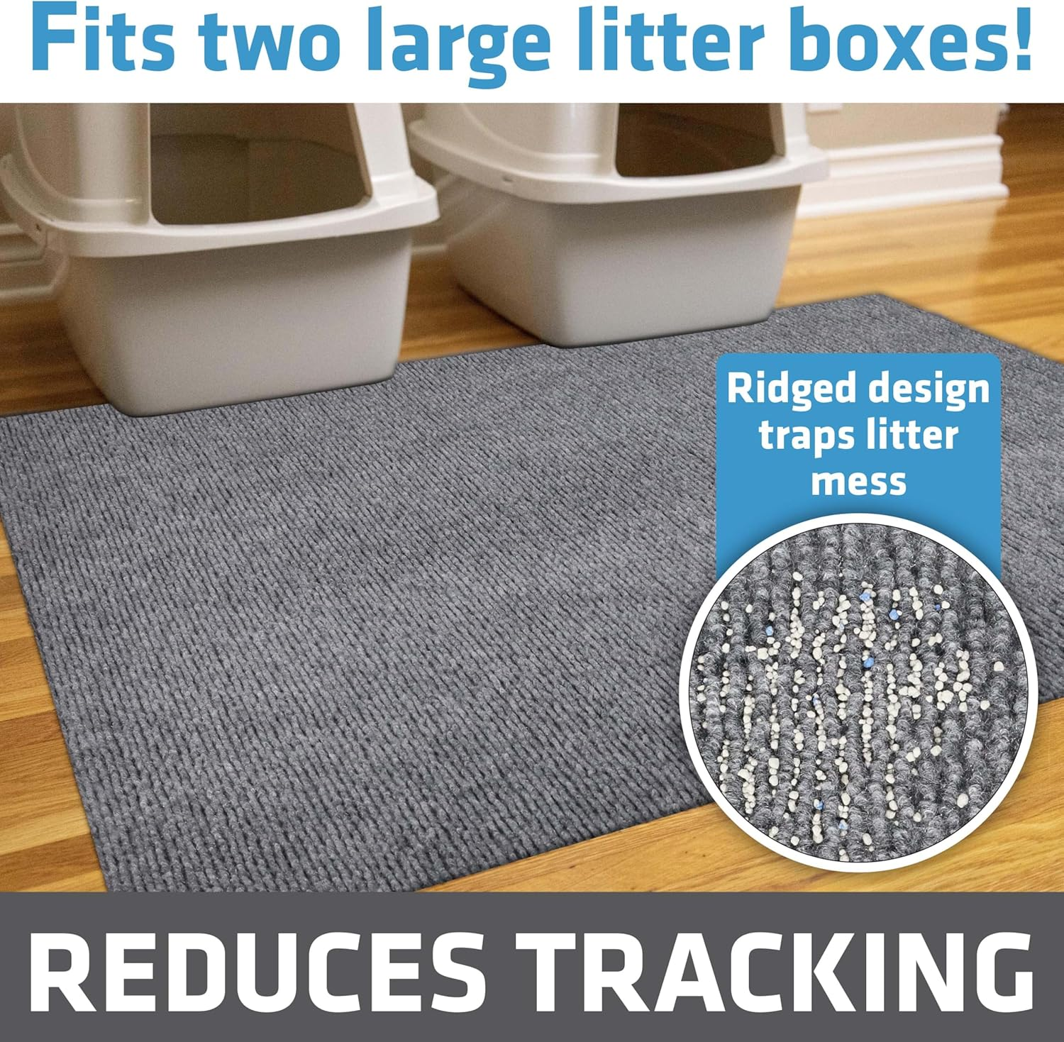 Drymate Jumbo Cat Litter Trapping Mat, (Ridged Design), Traps Litter & Mess from Box, Soft on Kitty Paws, Absorbent, Waterproof, Urine-Proof, Machine Washable, Durable, (USA Made) (36" X 47")
