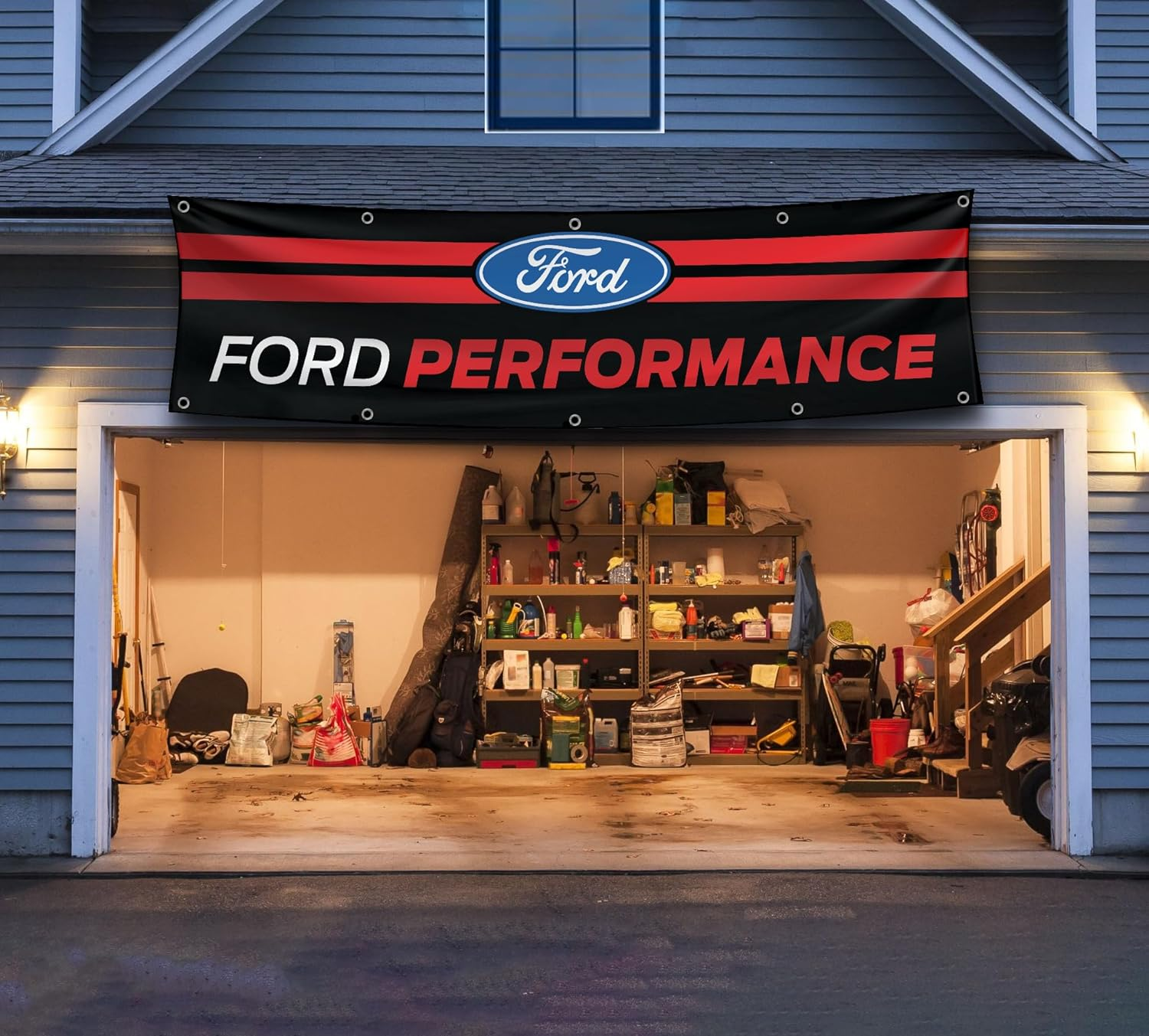 Ramflag Banner Flag Compatible with Ford Performance Flag (2X8Ft, 150D) Racing Car Show Man Cave Flag Garage Wall Decor Large Sign Outdoor Indoor Banner image number 3