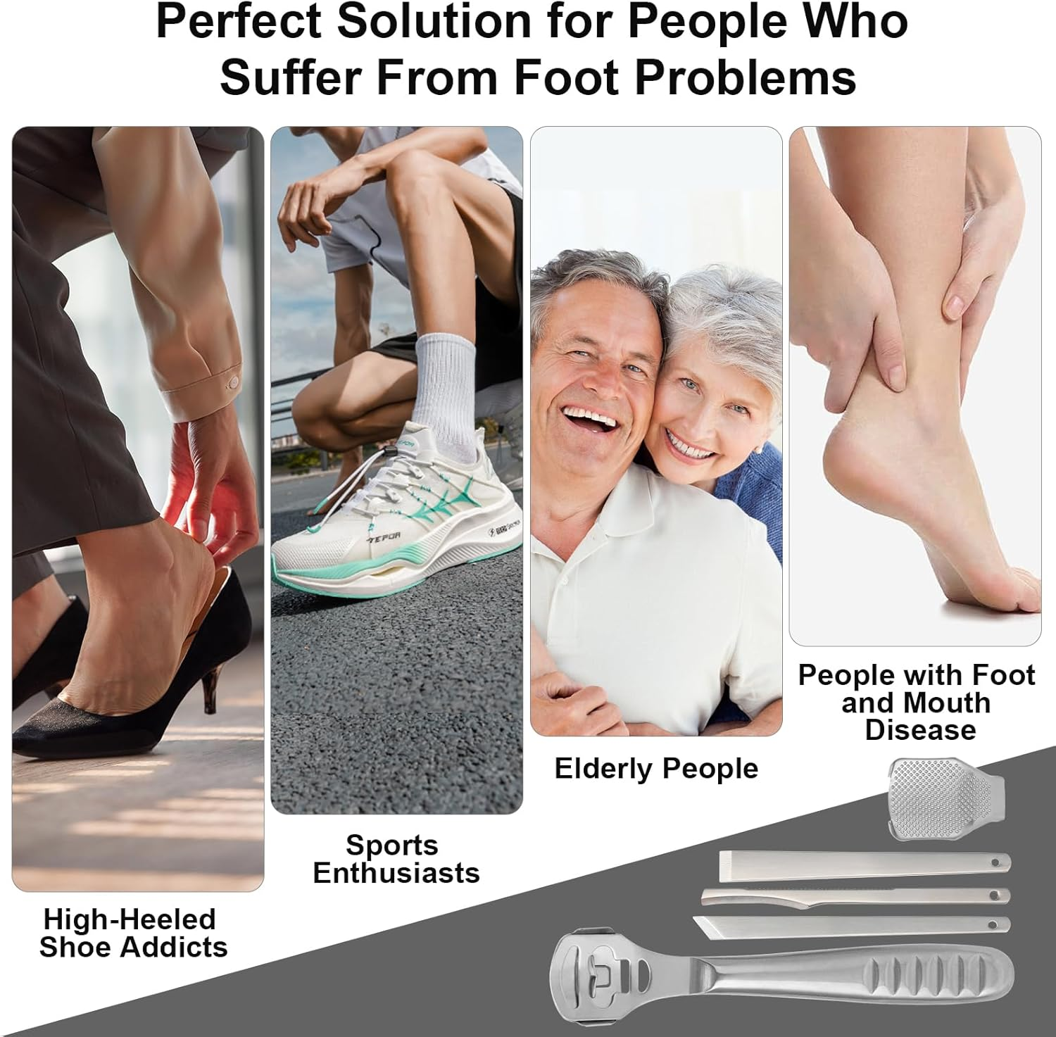 Callus Remover, Foot Scraper, Stainless Steel Callus Planer with 10 Replacement Blades Silver and 3 Foot File Scraper, Callus Removal, Foot Callus Rasp, Pedicure Set, Foot Care for Wet and Dry Feet image number 1