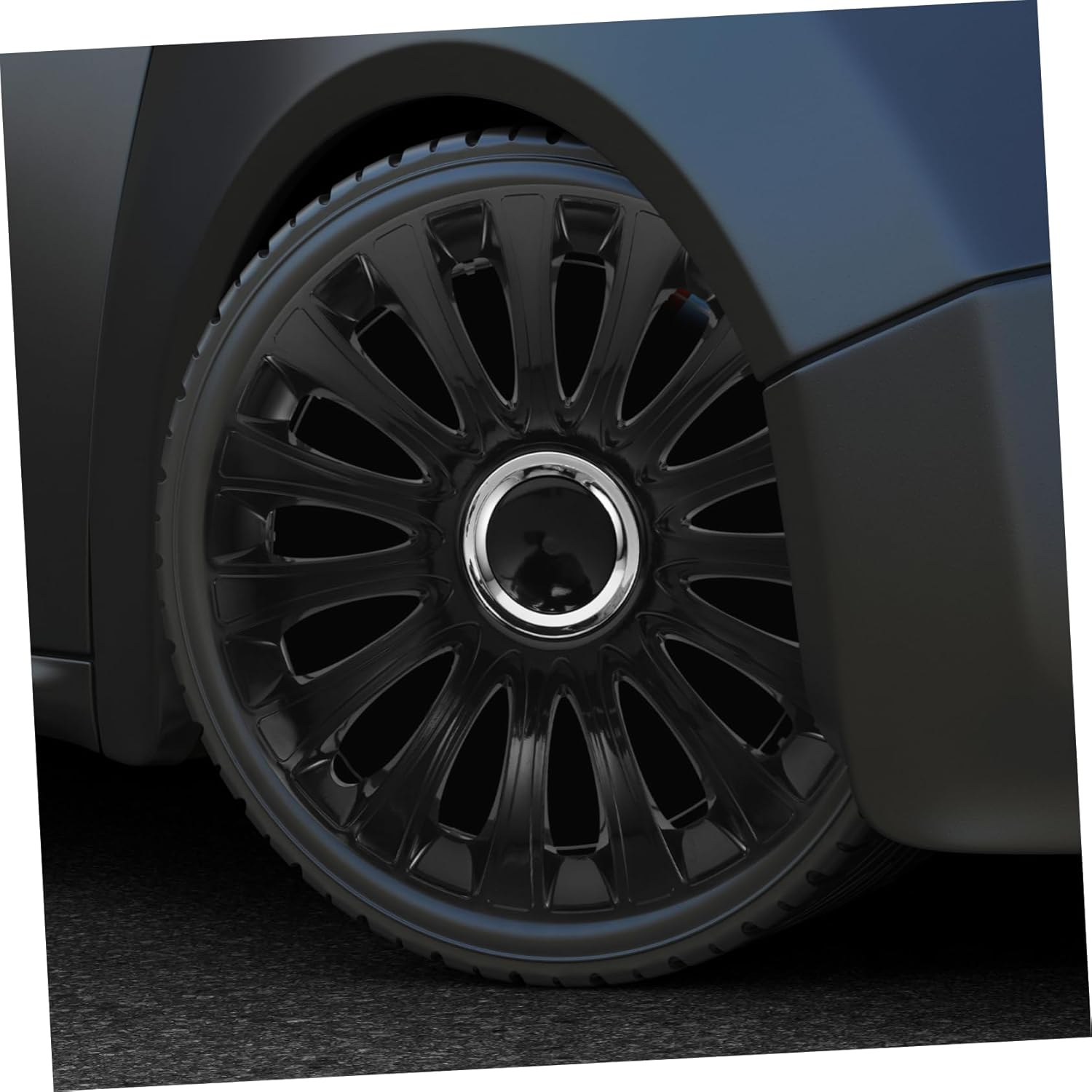 Anneome 14-Inch Universal Automotive Hubcaps, Black Plastic Wheel Covers for Car Rims, Decorative Tire Caps Suitable for Vehicle Wheel Protection and Appearance Enhancement image number 5