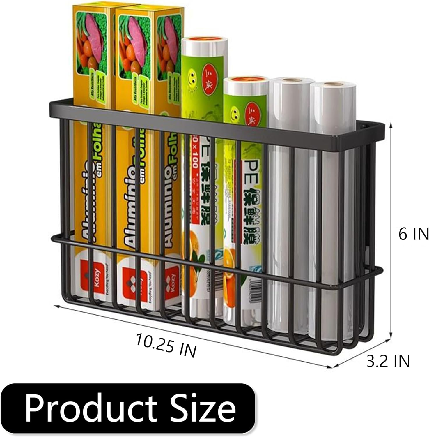 Magnetic Refrigerator Organizer Magnetic Basket Kitchen Organizer Metal Ziplock Bag Storage Organizer (Black) image number 4