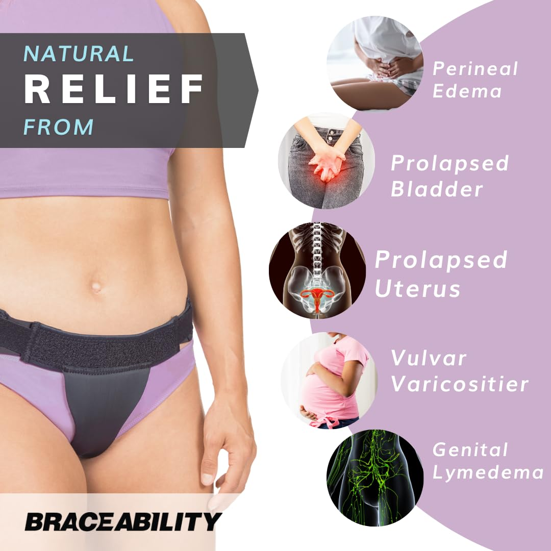 Braceability Pelvic Pro Prolapse Support Belt - Women'S Prolapsed Uterus Patent-Pending Girdle for Dropped Bladder, Vulvar Varicosities, Postpartum Recovery, and Symphysis Pubis Dysfunction Pain (M) image number 1