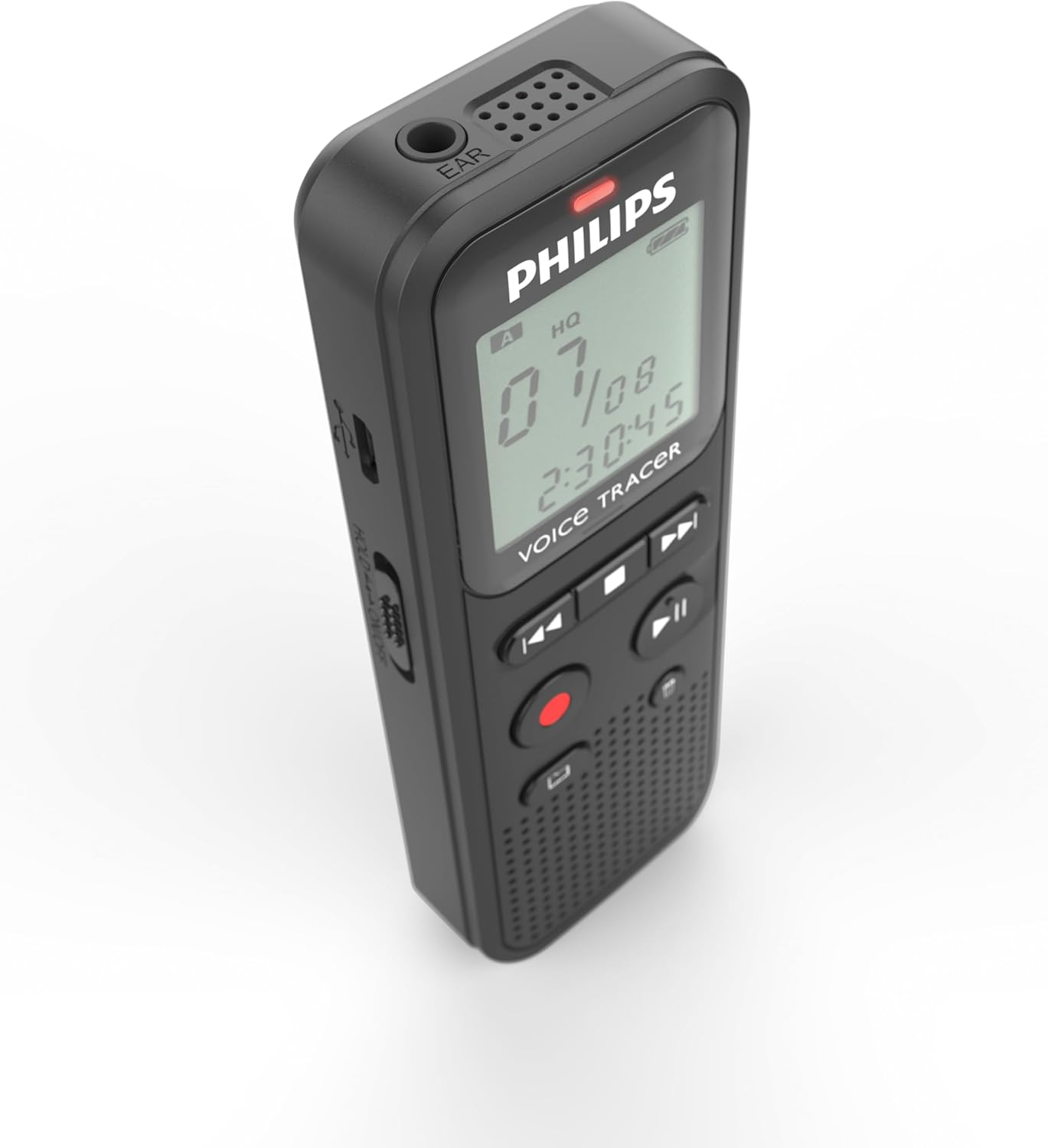 Philips Voicetracer DVT1160 Audio Recorder Voice Activation Function Mono WAV/ADPCM 8GB One Touch Operation USB PC Port Black image number 3