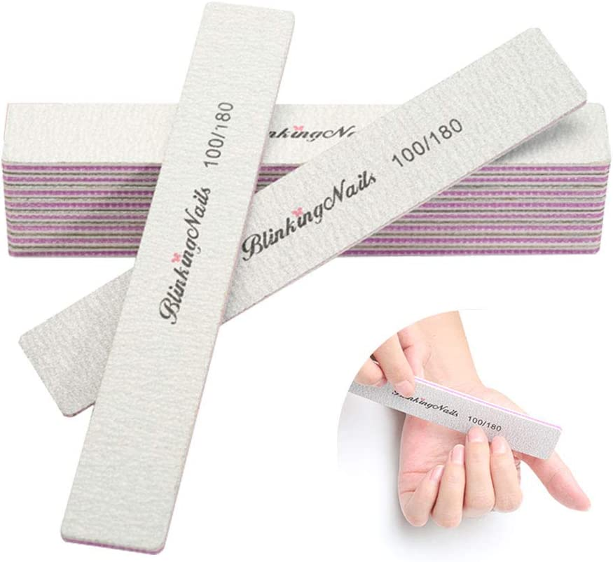 10Pcs Nail File 80/100/180 Grit Professional Nail Files and Buffers for Natural Nails,Double Sides Washable Block Disposable Nail Files for Nail Art DIY or Nail Manicure Salon 80/100 10Pcs image number 2
