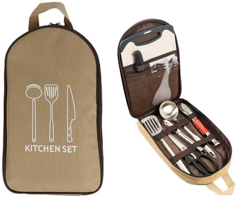 8 Pcs Camping Cookware Utensils Set Camping Essentials Cooking Utensils Set, Camping Accessories Portable Camp Kitchen Utensil Organizer Outdoor Camping RV Cookware Kit, Travel Grill Set image number 1