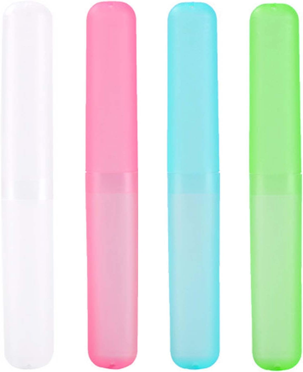 Medsuo 4Pcs Plastic Toothbrush Case Travel Cover Holder Storage (Pink, Blue, Green and White) image number 6