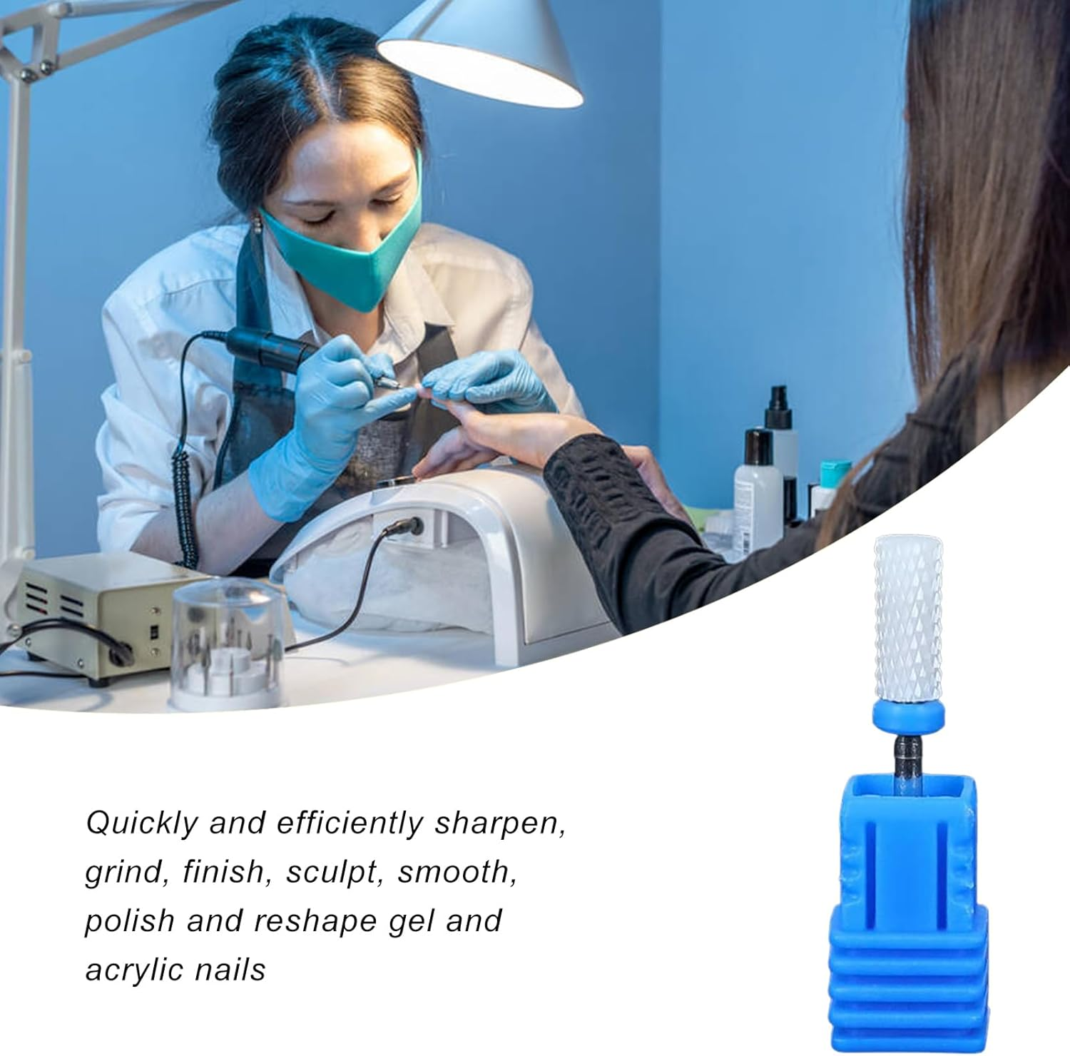 Nail Drill Tips,Professional Nail Drill Ceramic Bits - Bits for Art Polishing Grinding Head, Rotary Burr Head Cuticle Clean File for Nails - Small Pointed Tip image number 4