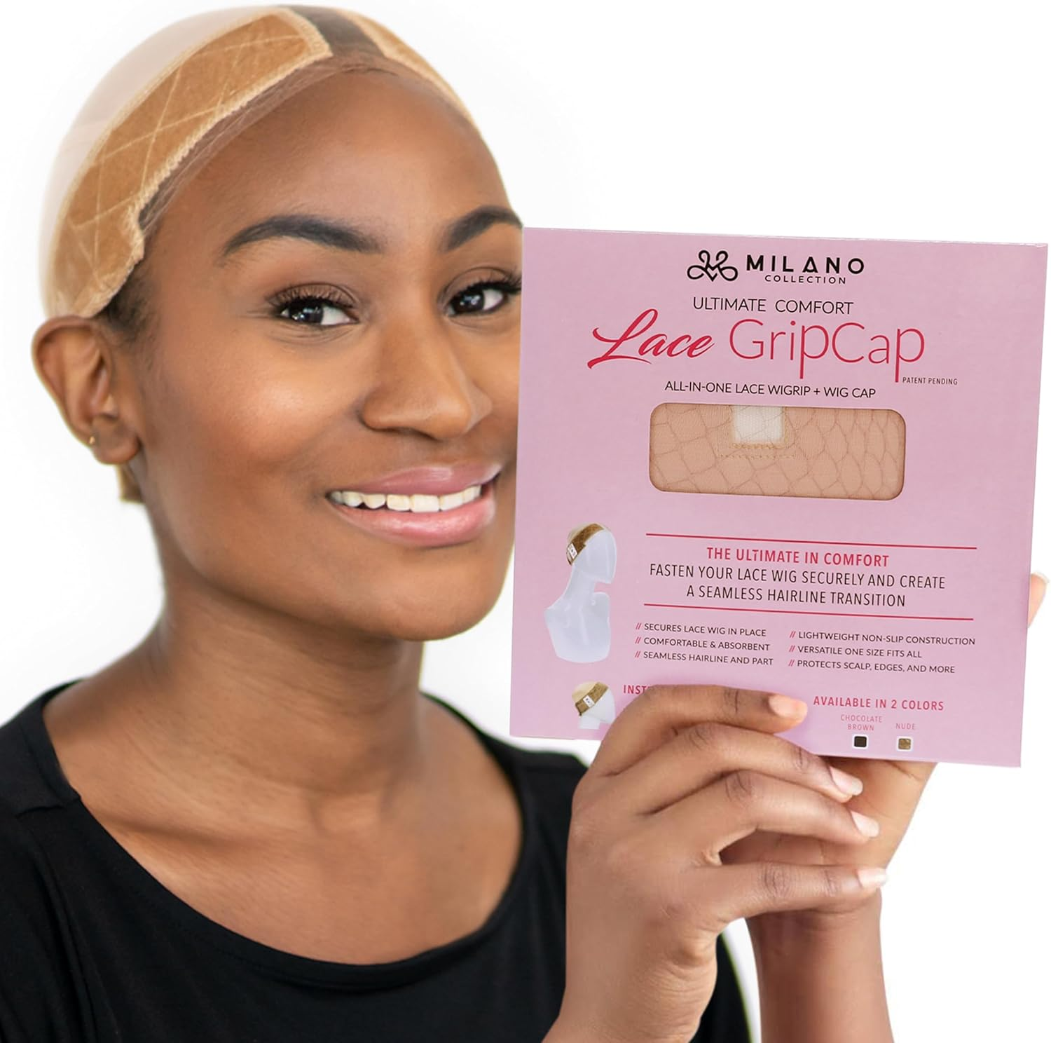 Milano Collection Lace Gripcap 2-In-1 Lace Wig Grip Band plus Wig Cap for Lace Wigs and Frontals with Reinforced Swiss Lace by HAIRLINE and PART for Seamless Transition (Patent Pending)- Nude - Chocolate Brown, 1 Pack image number 6