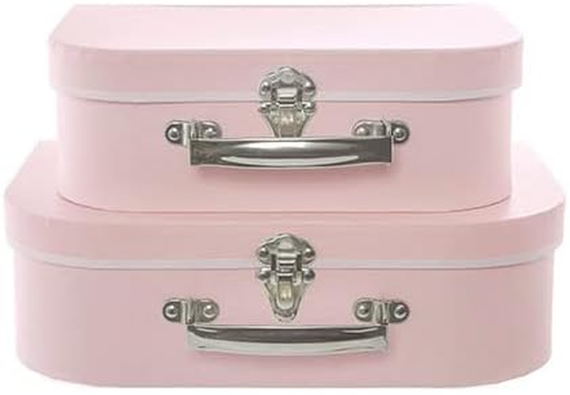 Set of 2 Suitcase Gift Boxes Hamper with Lid Pink Keepsake Storage Baby Shower image number 2
