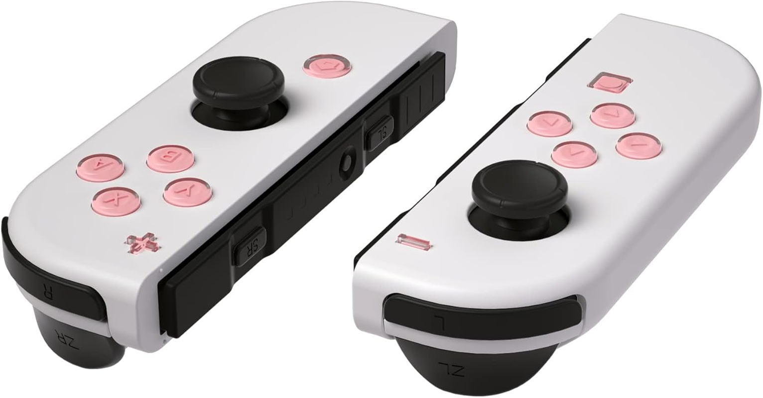 Extremerate Replacement Controller ABXY Direction Home Capture + - Jelly Buttons, Two-Tone Pale Red & Clear W/Symbols Action Face Keys for Nintendo Switch & Switch OLED Joy-Con - Joycon NOT Included