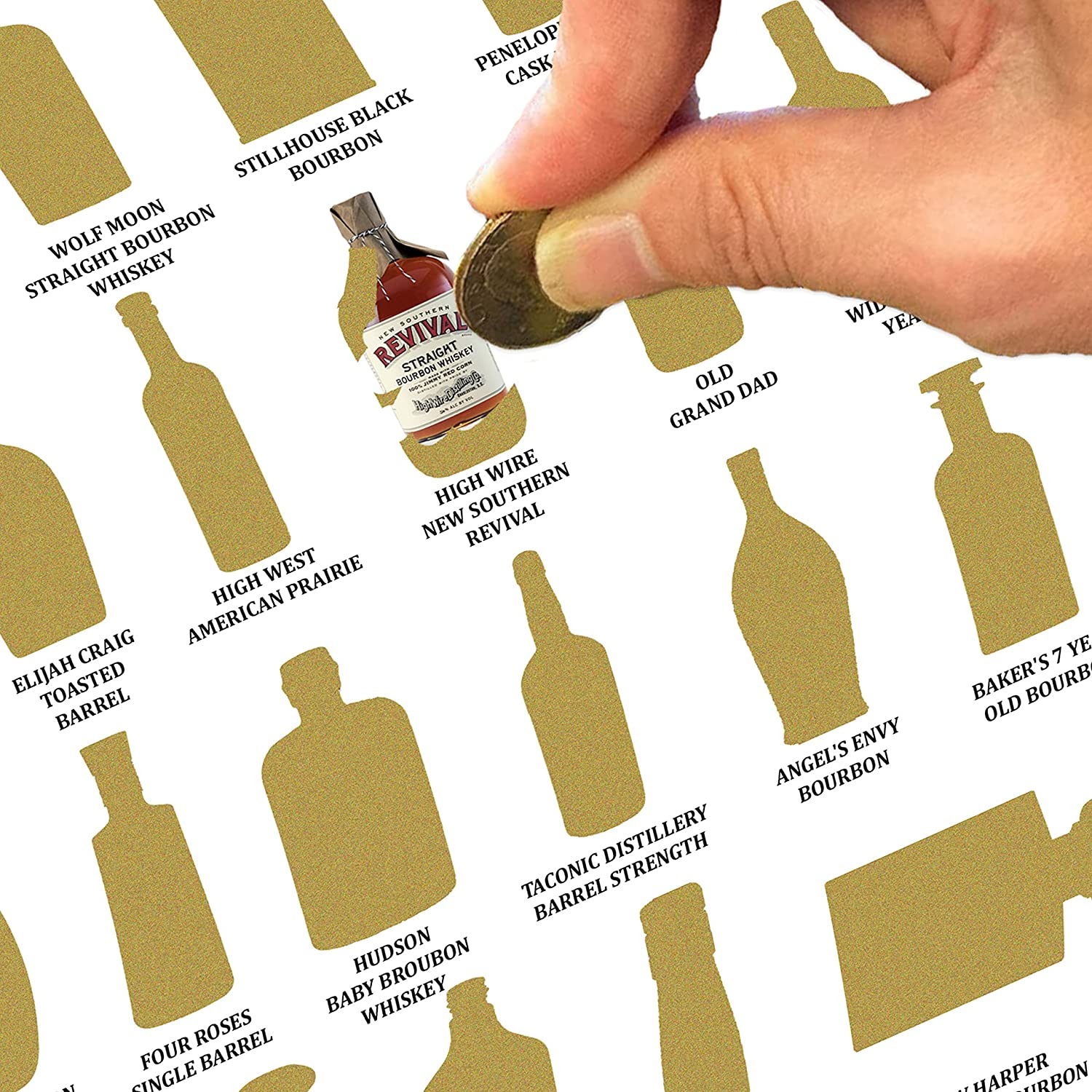 Bourbon Scratch off Poster - Top 50 Bourbons Bucket List Banner. Home Decoration Wall Sign. Birthday Gift Ideas for Her or Him. Man Cave, Bar & Pub Art Supplies 11X17 in Best 50 Bourbons image number 2