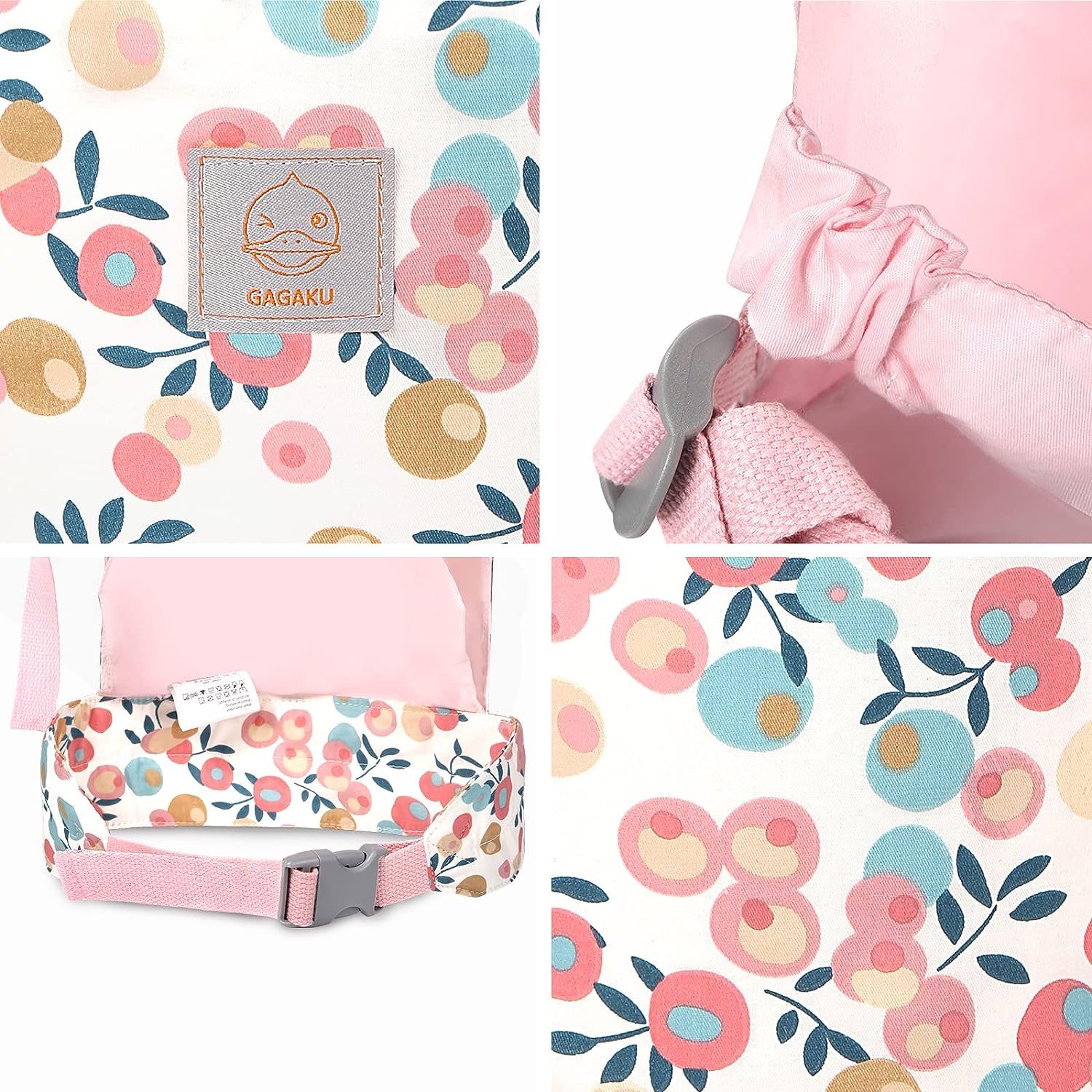 GAGAKU Baby Doll Carrier Stuffed Animal Carrier for Girls Doll Accessory Adjustable Straps for Reborn Baby Dolls - Pink Plume - Pink - Pumpkin Plum Blossom image number 3