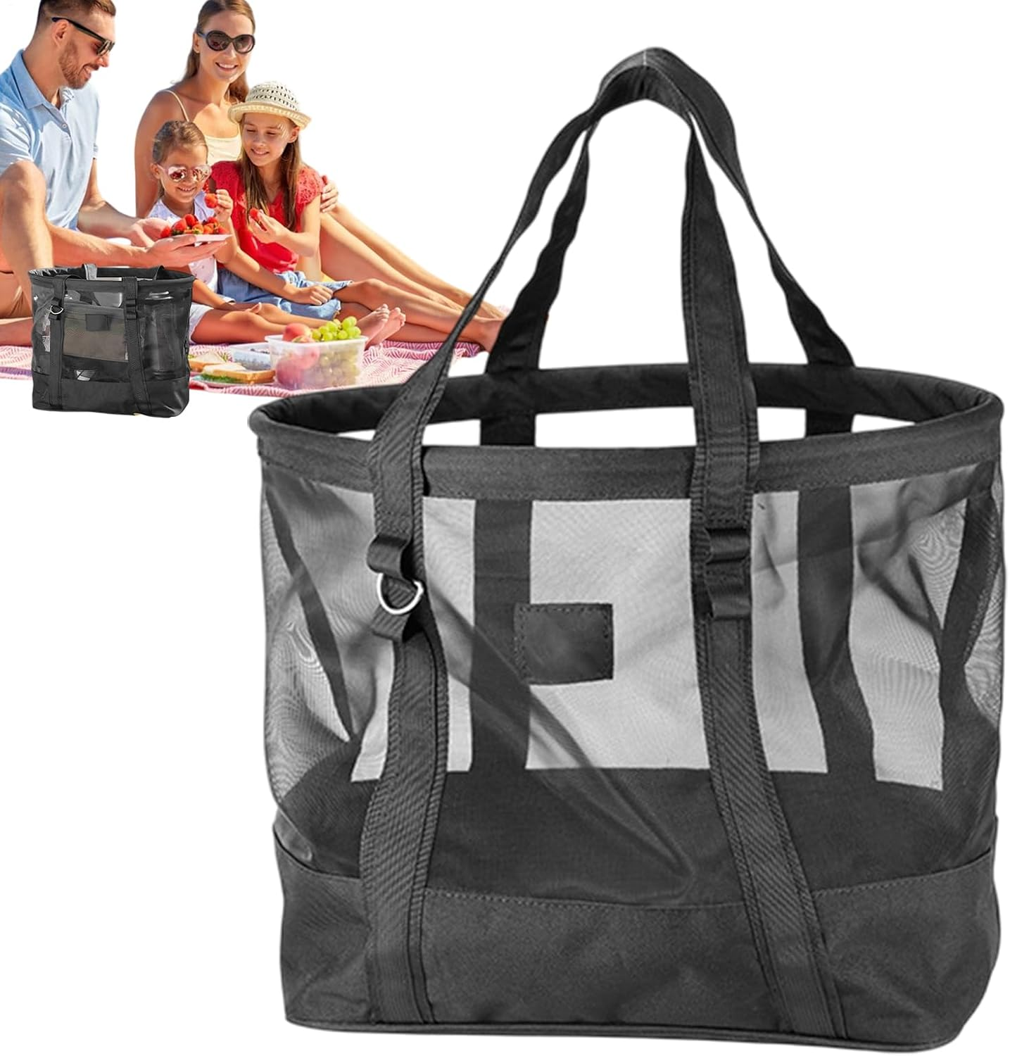 Beach Bag, Mesh Beach Tote, Travel Organizer Bag, 50X41X31Cm Extra Large Capacity Lightweight and Portable Versatile for Women and Men Sand Toys, Tools, Accessories