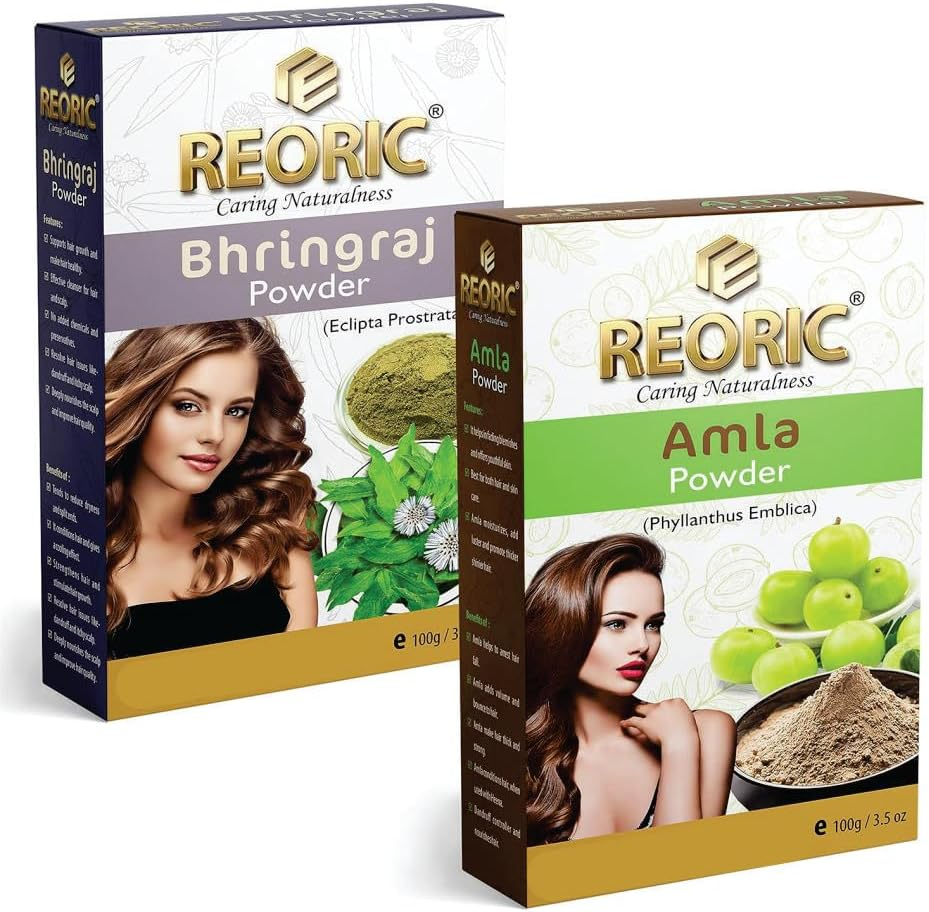 Reoric Amla Powder and Bhringraj Powder |Amla Powder |Indian Gooseberry Powder |Bhringraj Powder for Hair Growth |Eclipta Alba |Natural Hair Powder(200G, Pack of 2) image number 4