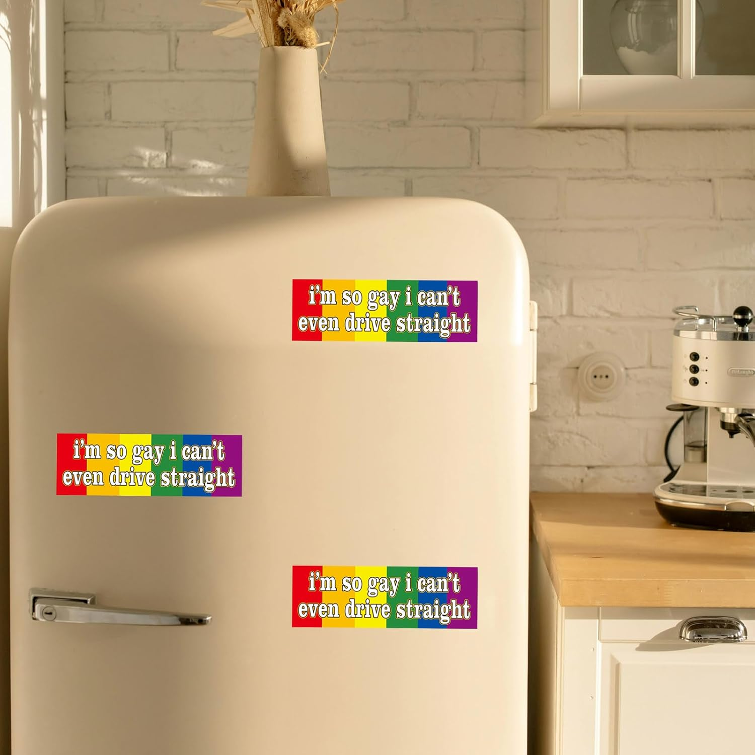 Funny I'M so Gay I Can'T Even Drive Straight Car Stickers Decal Practical Friends Jokes Prank Rainbow Flag, Waterproof Bumper Stickers for Car, Refrigerator,Laptops, Eye-Catching-7.9 X 2.4In (B) image number 1