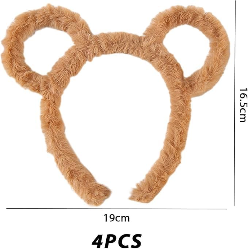 4-Piece Bear Ears Headband Set for Women, Plush Chipmunk & Bear Ear Headbands, Ideal for Halloween, Parties, Cosplay, and Daily Dress up by Ermaoo image number 2