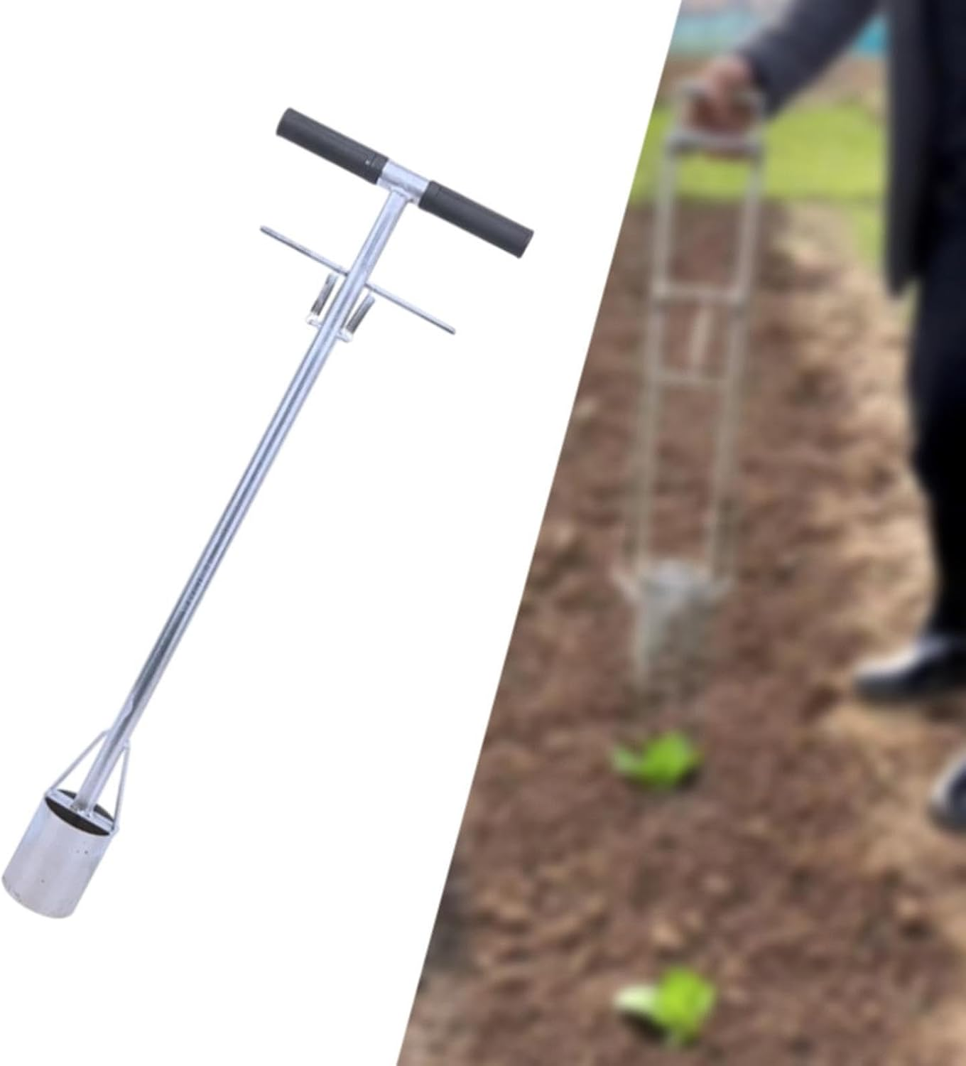 Qianly Manual Transplanter for Lawn Plug, Bulb Planting and Soil Sampling Tool, 9Cm Diameter image number 6