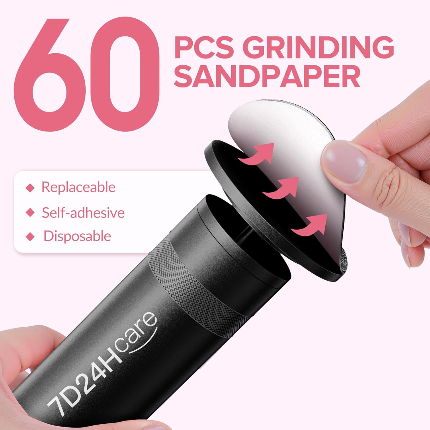 Electric Callus Remover for Feet，Electric Foot Care Tools，Stepless Speed Rechargeable Grinder with 60 Sandpaper Discs, Professional Pedicure Tool for Dead Dry Crack Skin Calluses-Black 004 image number 2