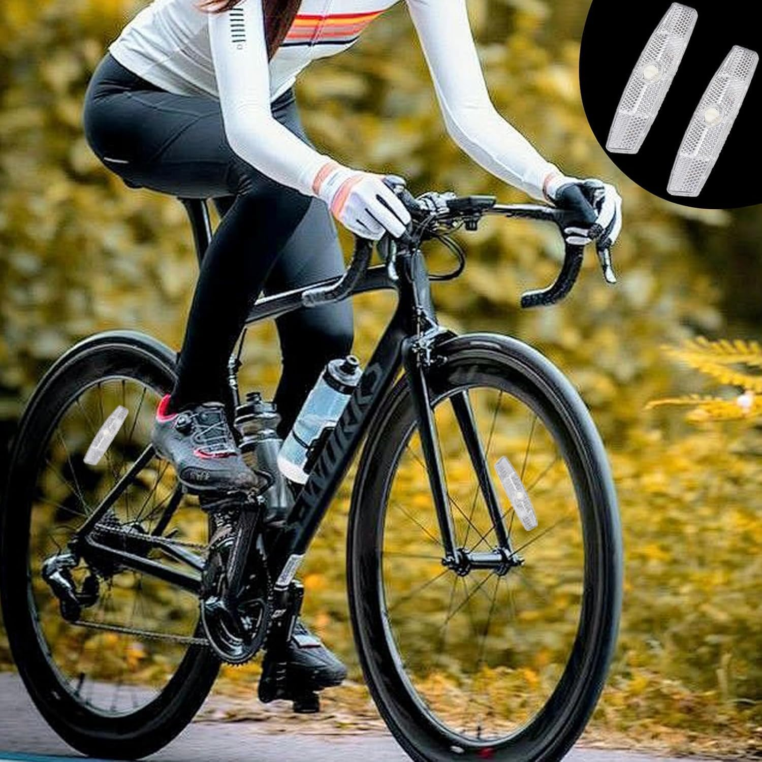 4Pcs Whitebikewheel Reflector Bike Spoke Reflector Bike Safetywarning Reflectorroadbiketire Reflector,Bike Wheel Reflector Night Safety Riding Reflector,Whitebikereflector Bikewheel Reflector image number 5