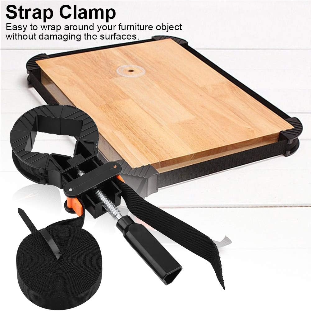 Fdit 6M Adjustable round Metal Corner Clamp Strap, 4 Jaws Frame Clamp Quick Release, Black image number 3