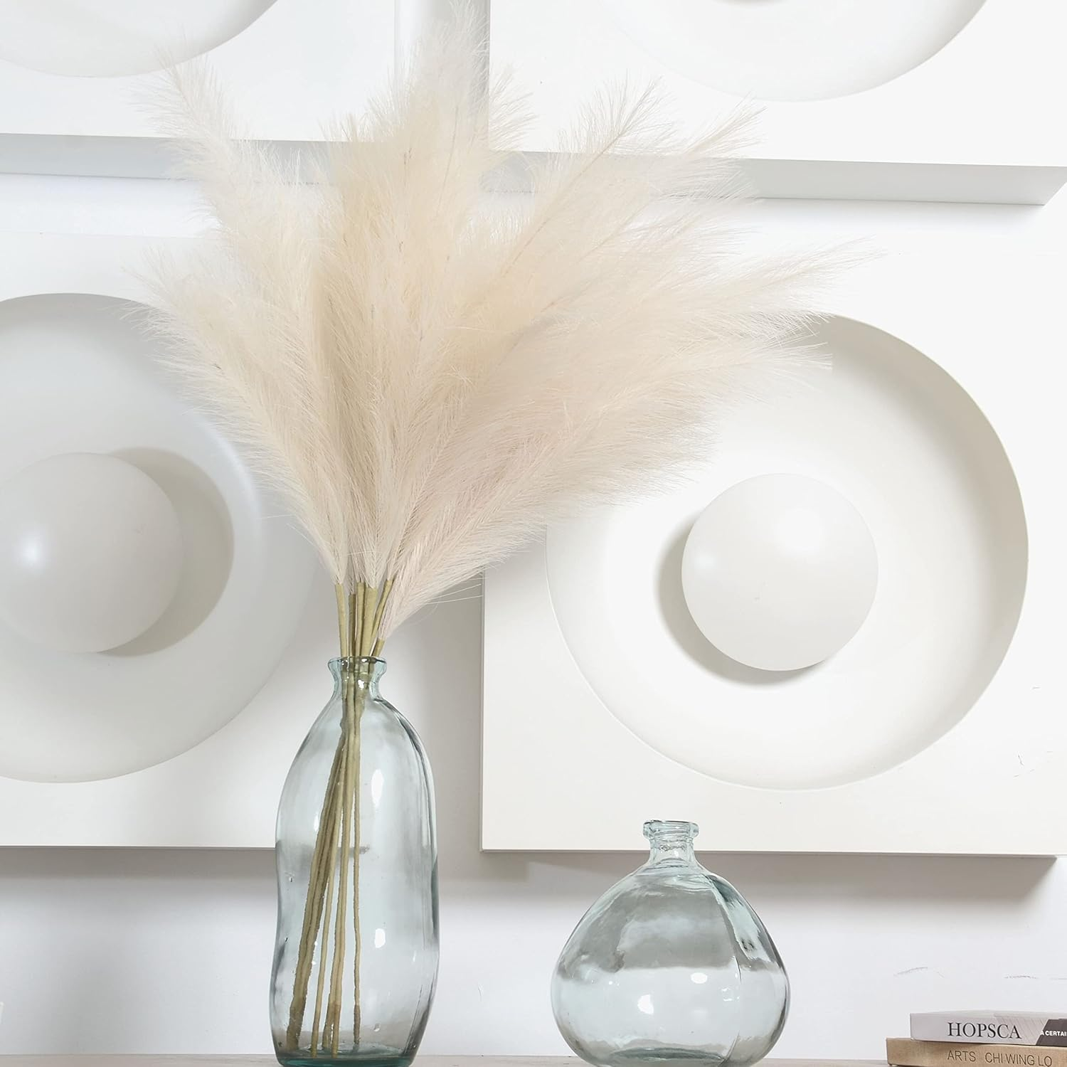 Faux Pampas Grass, 9 PCS 37''/3.1FT Tall Fluffy Fake Pompas Floral, Large Artificial Pompous Grass Branches for Floor Vase Fillers, Boho Farmhouse Room Wedding Decor image number 4