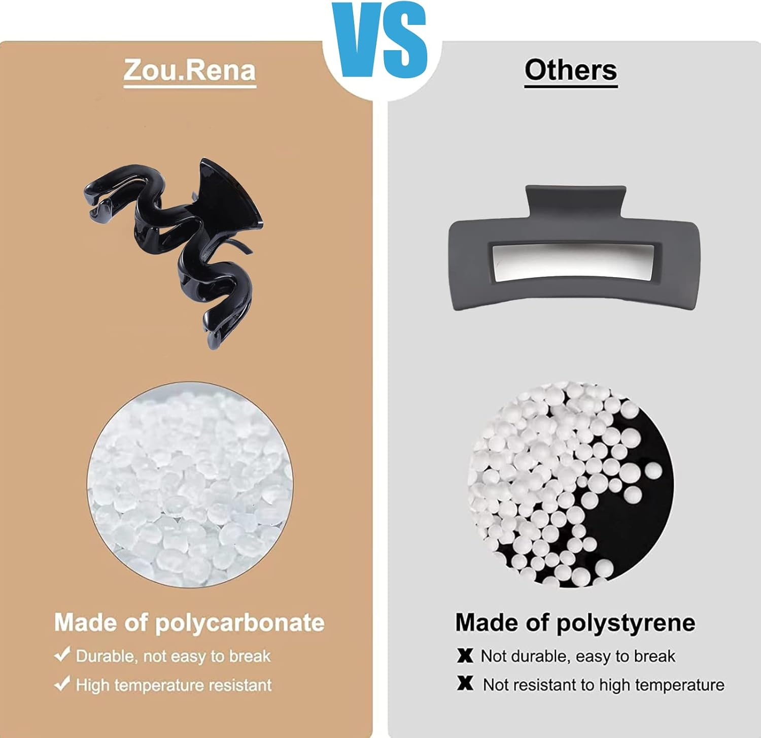 9 Cm Large Hair Clip with Strong Hold, Hair Clip for Women, Long Thick Curly Hair, Acrylic Hair Clips for Women and Girls (Black) image number 3