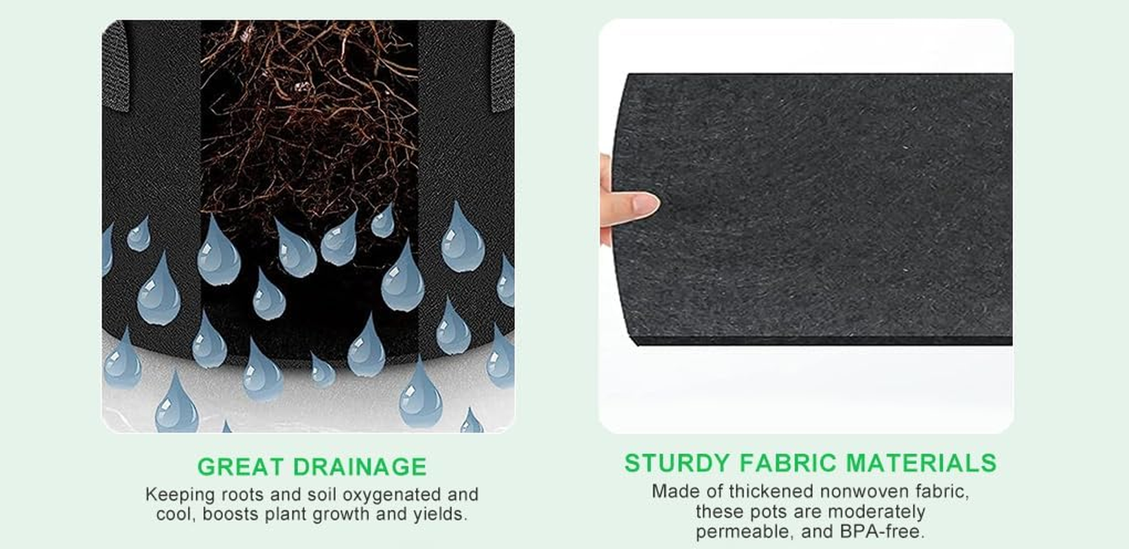 Springup 5 Pack Grow Bags, Heavy Duty Thickened Non-Woven Plant Bag Plant Fabric Pots Planting Bags for Plants Vegetable, Herbs and Flowers, Black(1 Gallon)