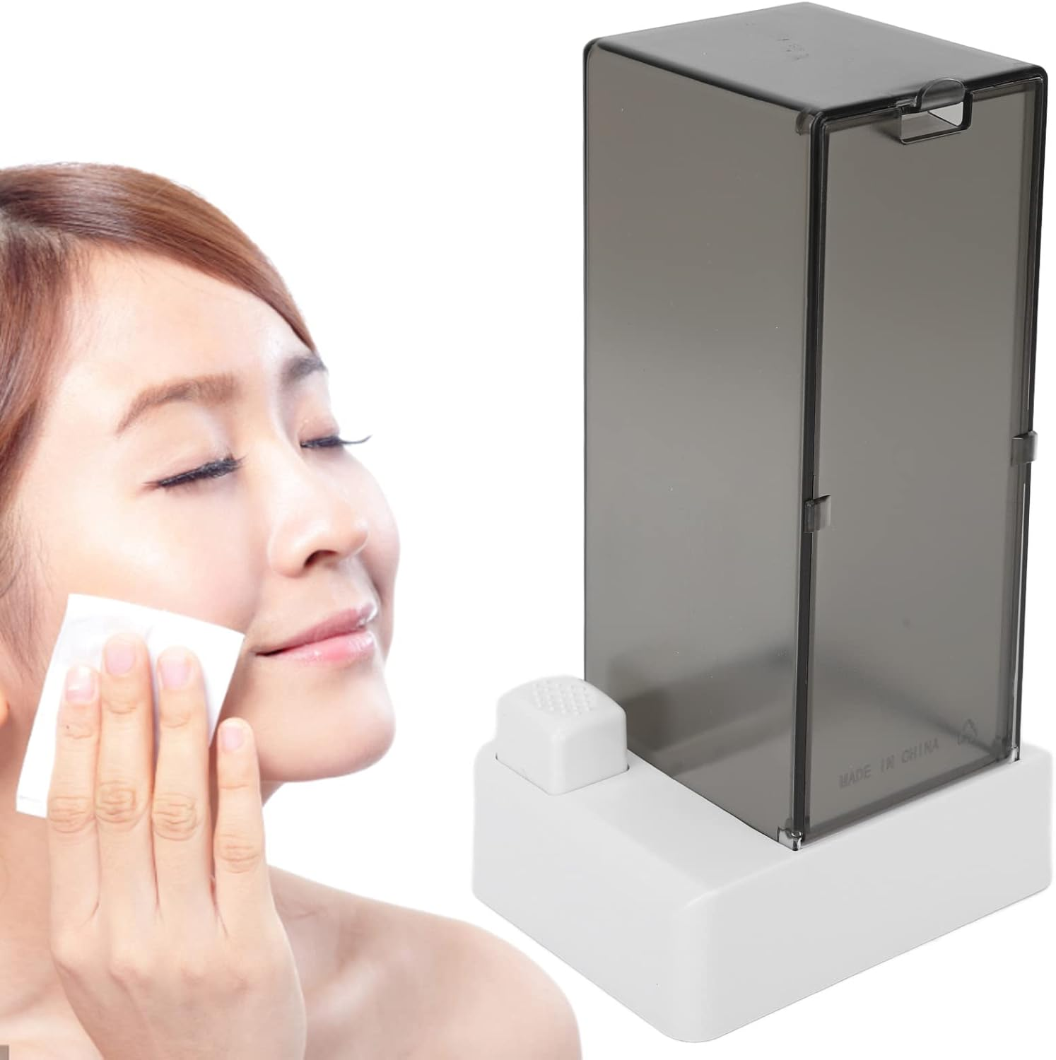 Cotton Pad Dispenser, Automatic Cotton Pad Holder Press Out Makeup Removal Cotton Holder PC Automatic Cotton Pad Dispenser for Bathrooms Bedrooms image number 3