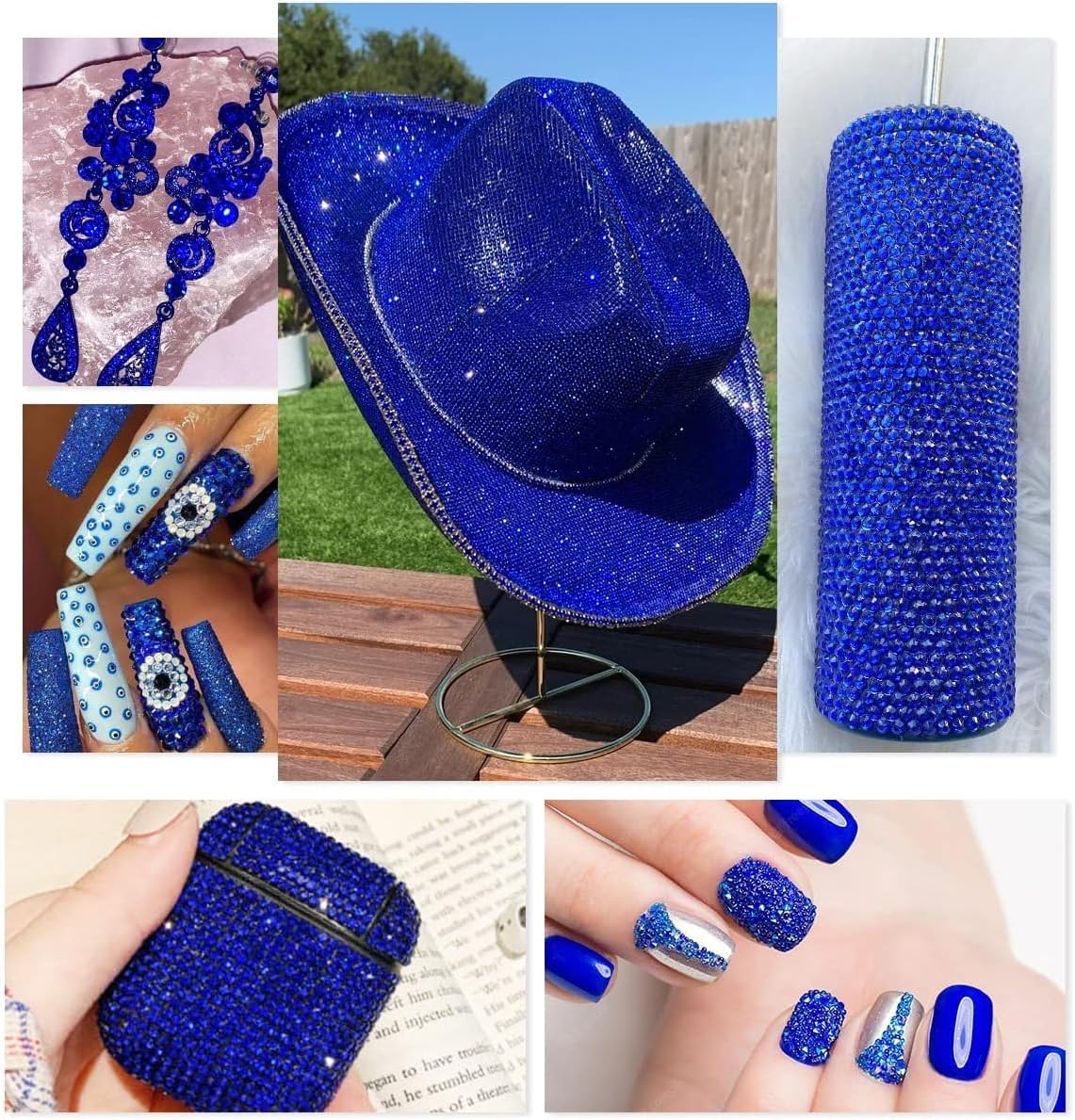 Qiipii Dark Blue Crystal Resin Rhinestones W B7000 Glue for Bedazzling Crafting 2Mm-6Mm Sapphire Flatback Stones Diamonds Crystals Gems Bedazzler Kit for Nails Face Eyes Makeup Tumblers Bottles Crafts image number 2