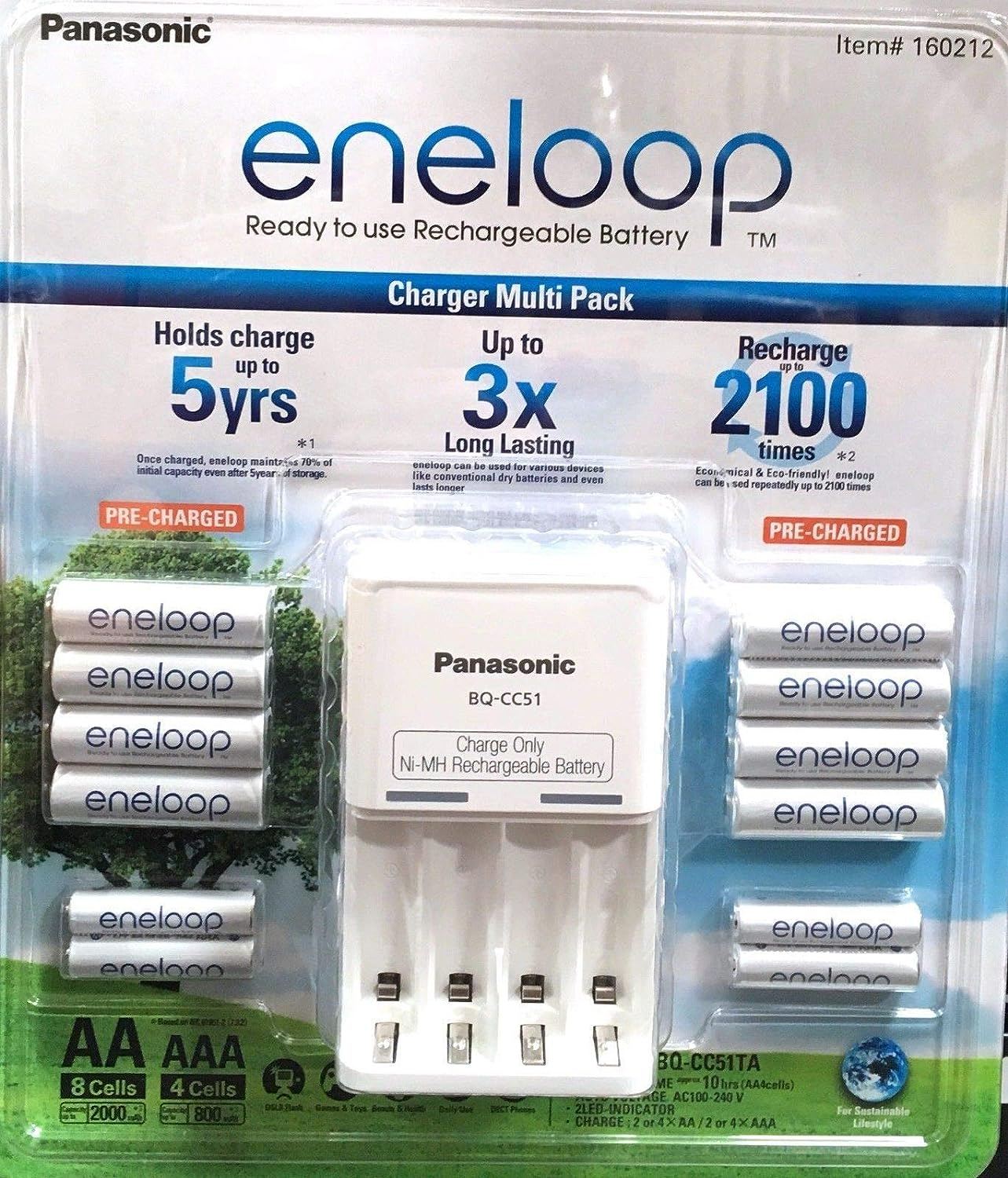 Panasonic Eneloop Charger Battery Pack 8 X AA 4 X AAA Recharge Upto 2100 Times