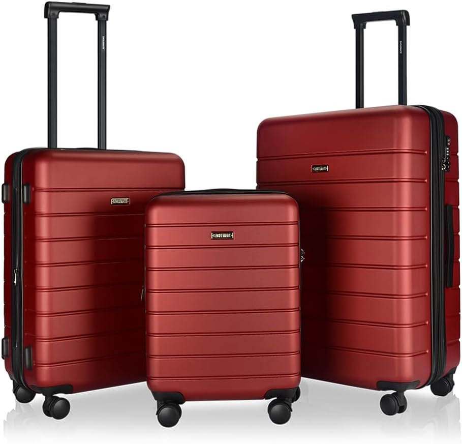 Eaglemate Luggage Set 3 Piece &ndash; 20", 26", 30" Suitcase Set with TSA Lock, Expandable Hard Shell Spinner, Lightweight Travel Luggage Sets for Men & Women, 15-Year Warranty &ndash; Wine RED - Orange image number 5
